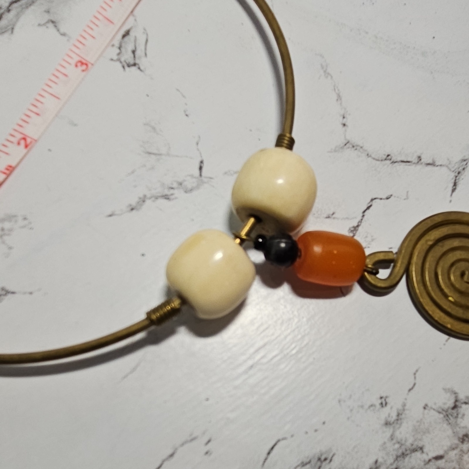 Vintage MCM Brutalist Brass Bone and Amber 5 inches accross Stunning