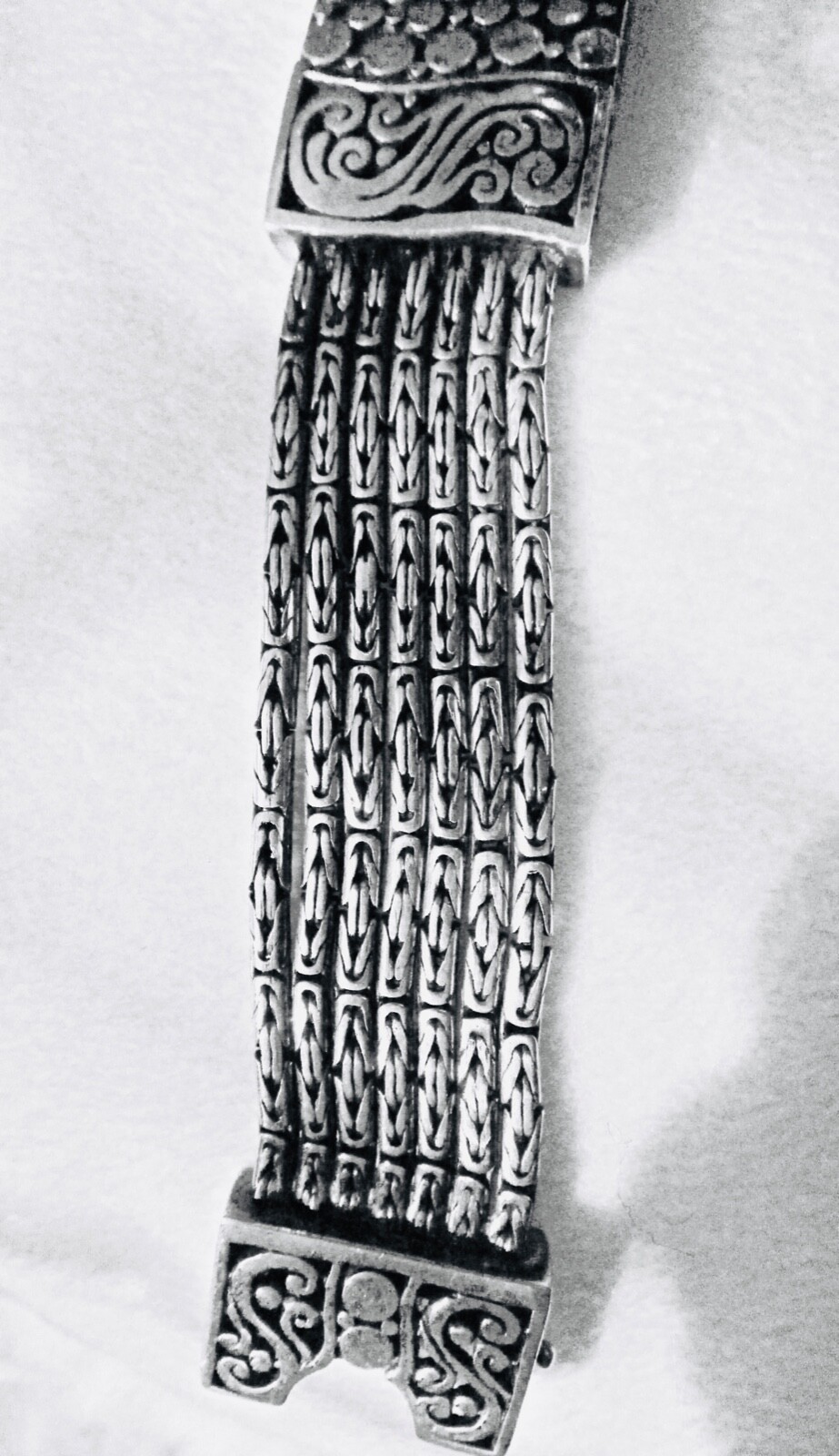 SALE PENDING Vintage Byzantine Multi Chain Wide Sterling Bracelet Bali 76 grams