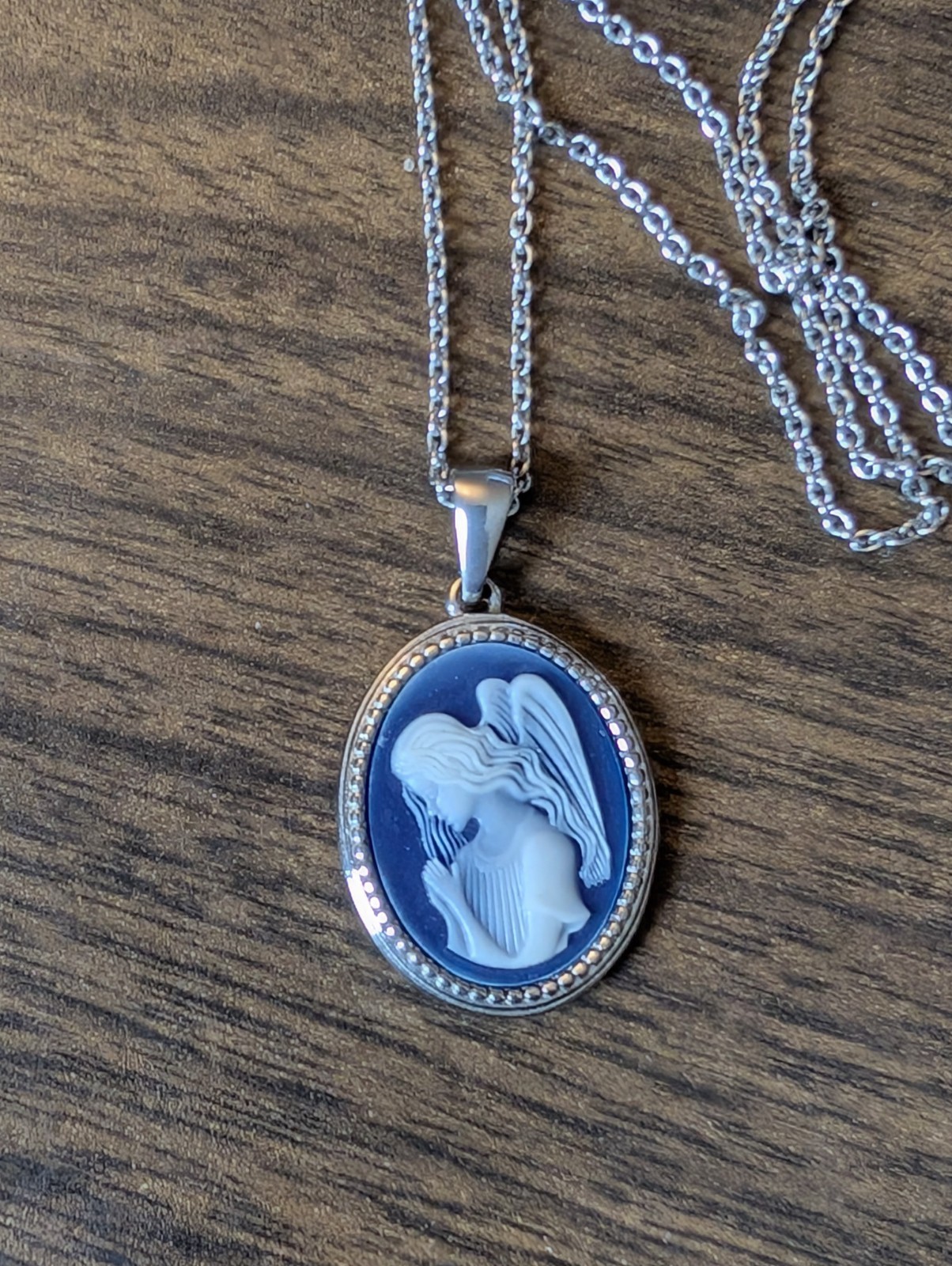 Guardian Angel Pendant Necklace, Size 18 in