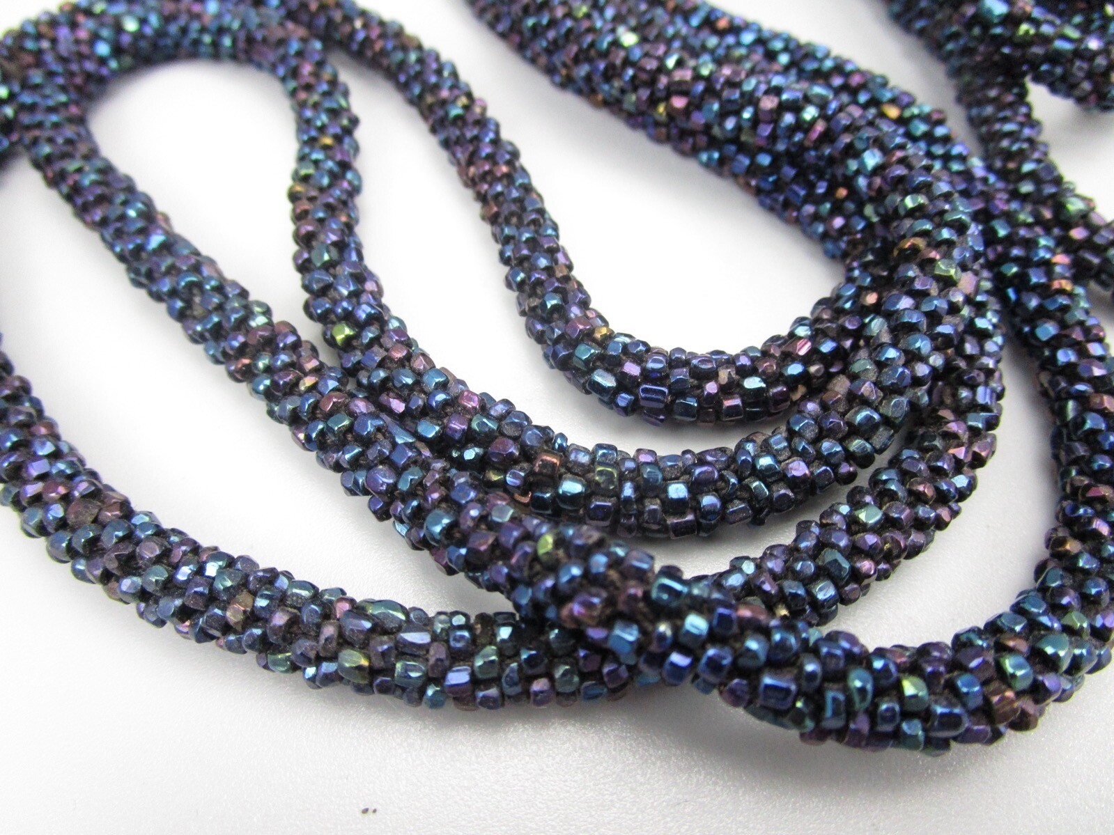 VINTAGE FLAPPER 60″ ART DECO NAVY GLASS SEAD BEAD SAUTOIR NECKLACE