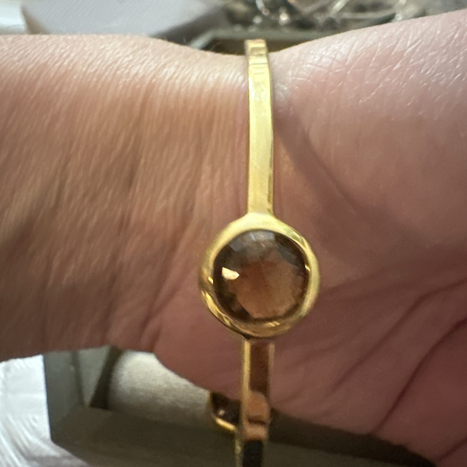 DESIGNER SIGNED HENRI BENDEL GOLD JEWELED CRYSTAL BANGLE BRACELET