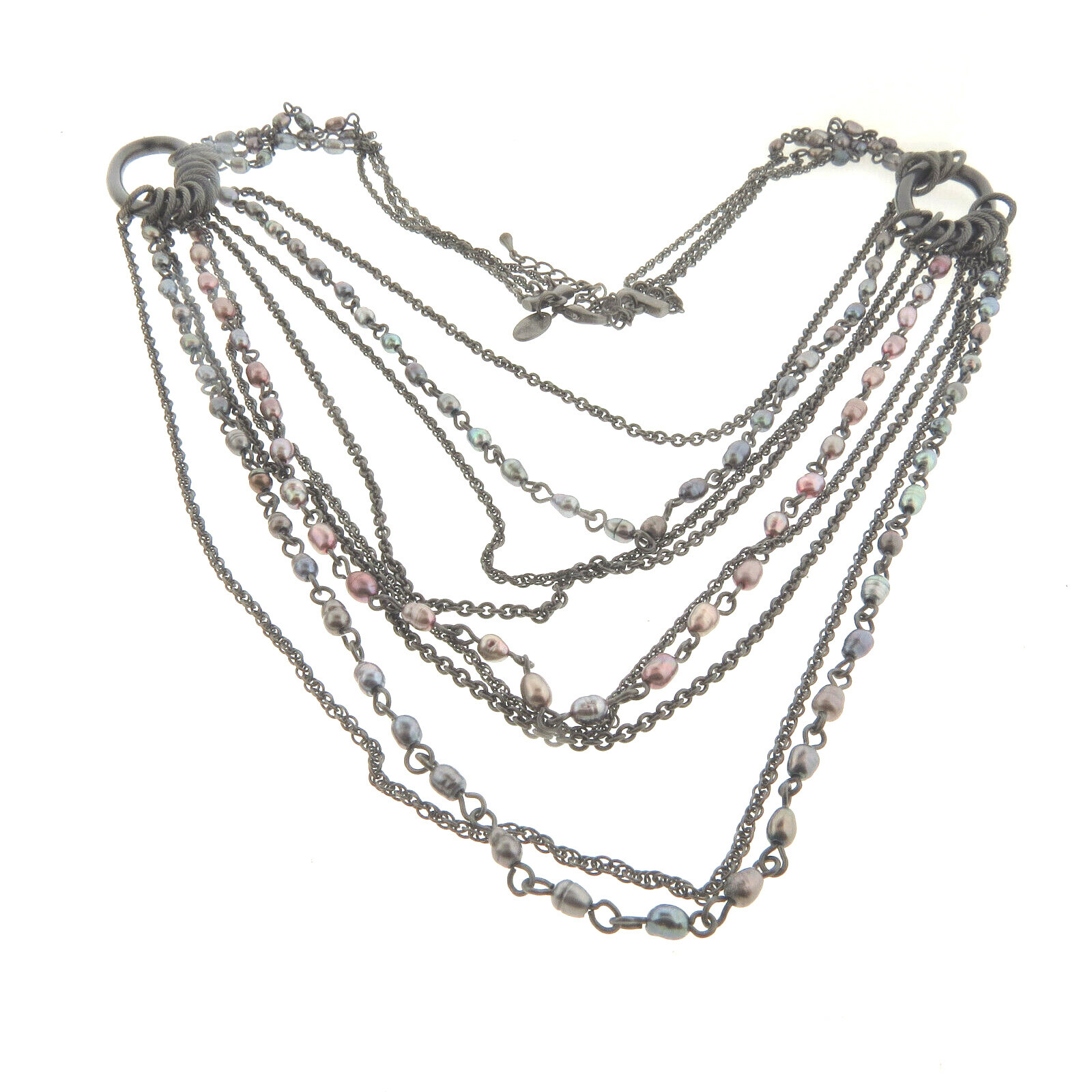 Lia Sophia Fresh Water Peacock Pearl Necklace 25-28″ 6 strand