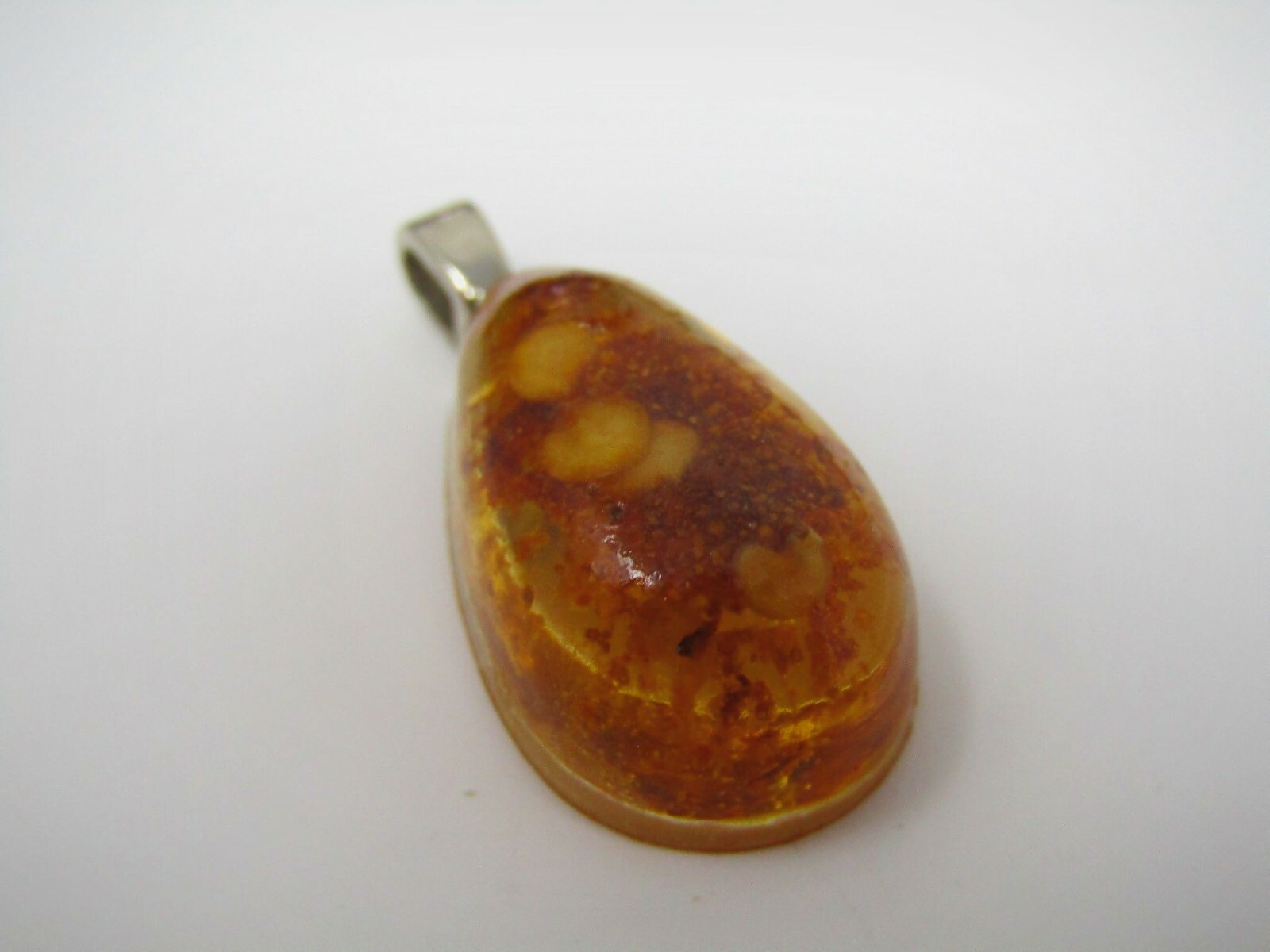 Vintage Teardrop Pendant Amber Color Resin Butterscotch Swirl Boho Hippie