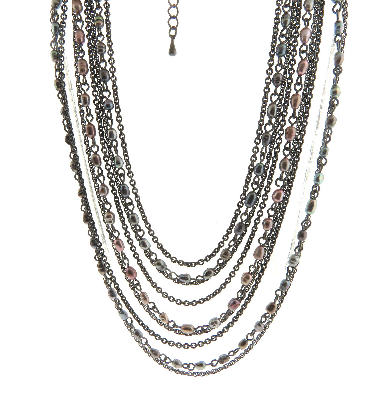 Lia Sophia Fresh Water Peacock Pearl Necklace 25-28″ 6 strand