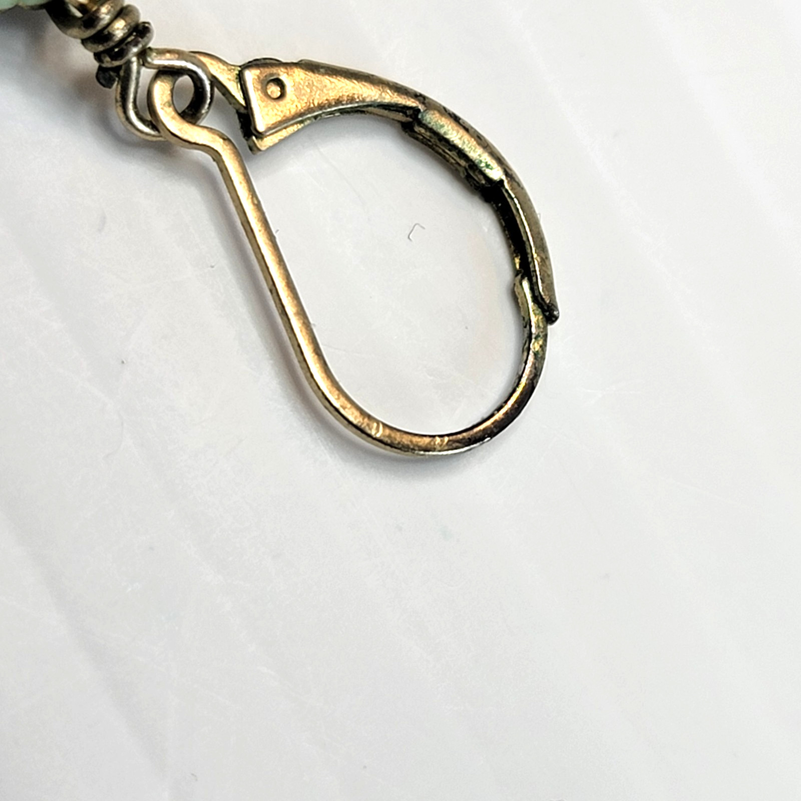 Vintage Coldwater Creek Mint Green Kashmir Necklace & Earring, 23″L Gold-Tone