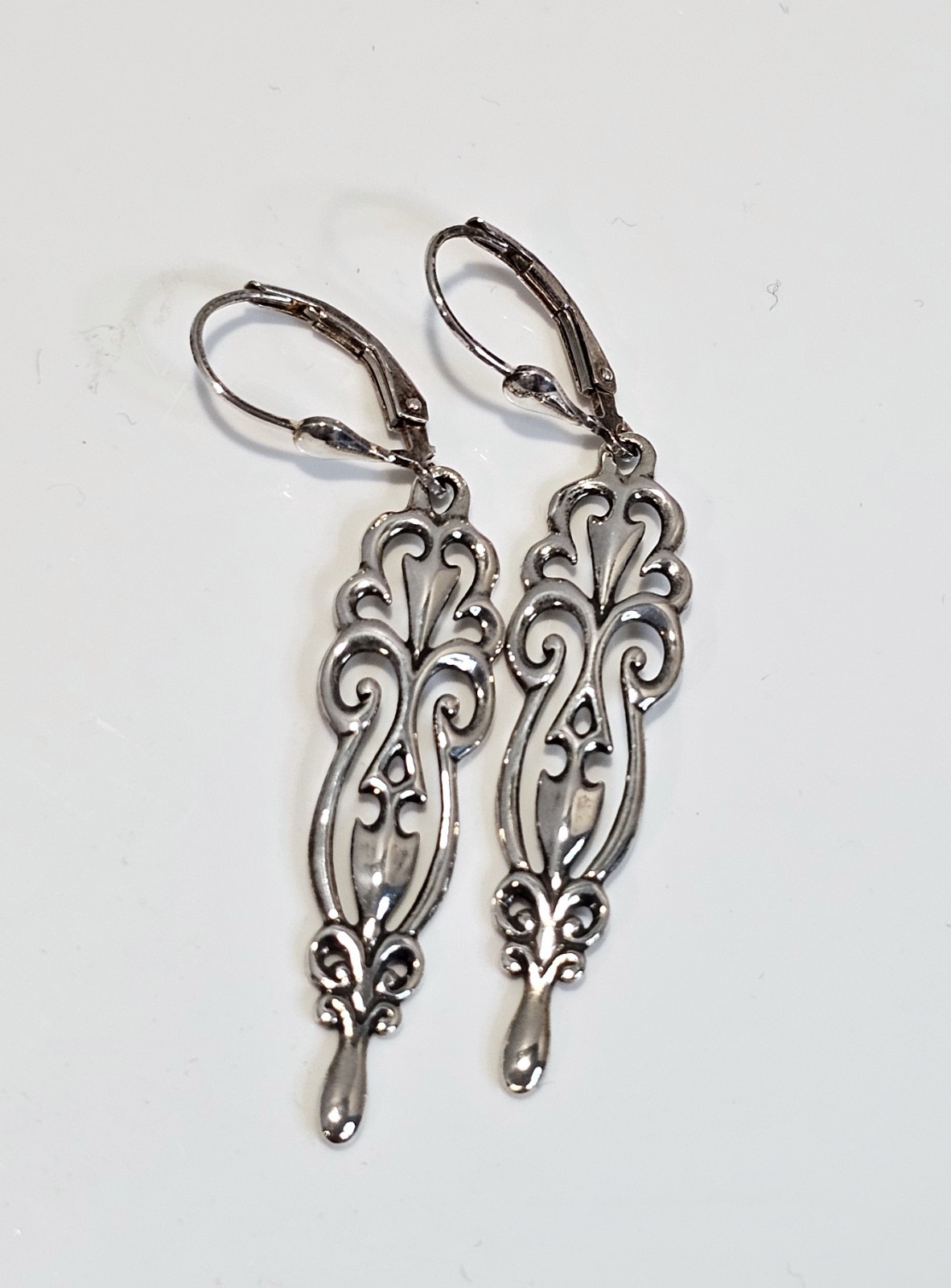 Carolyn Pollack sterling silver dangle earrings filigree lever back