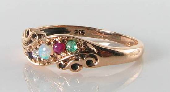 9K 9CT ROSE GOLD AMETHYST DIAMOND OPAL RUBY EMERALD ADORE GYPSY BAND RING