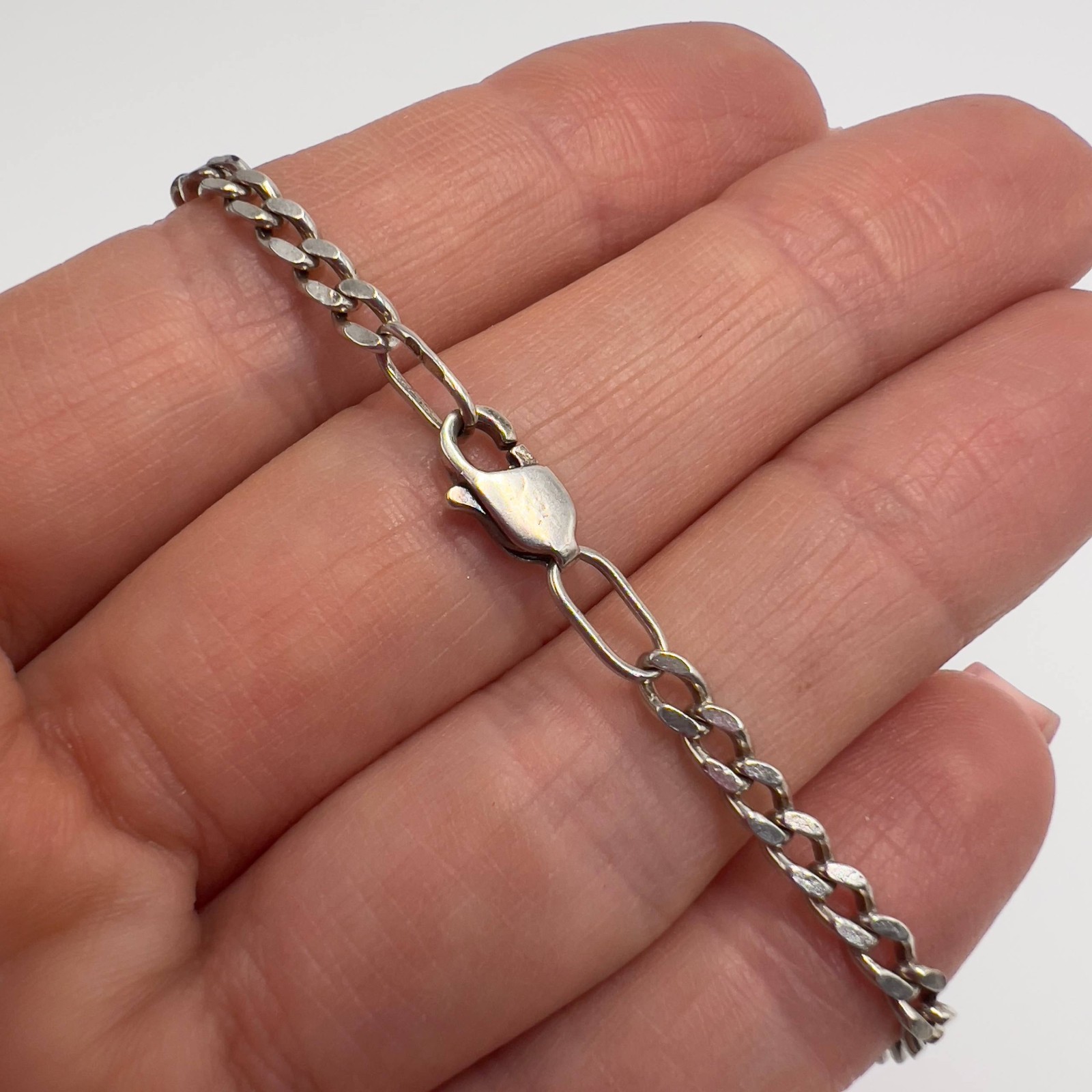 Vintage Sterling Silver 925 Figaro Chain Necklace 18.8″ Ukraine Marked 11.4gr