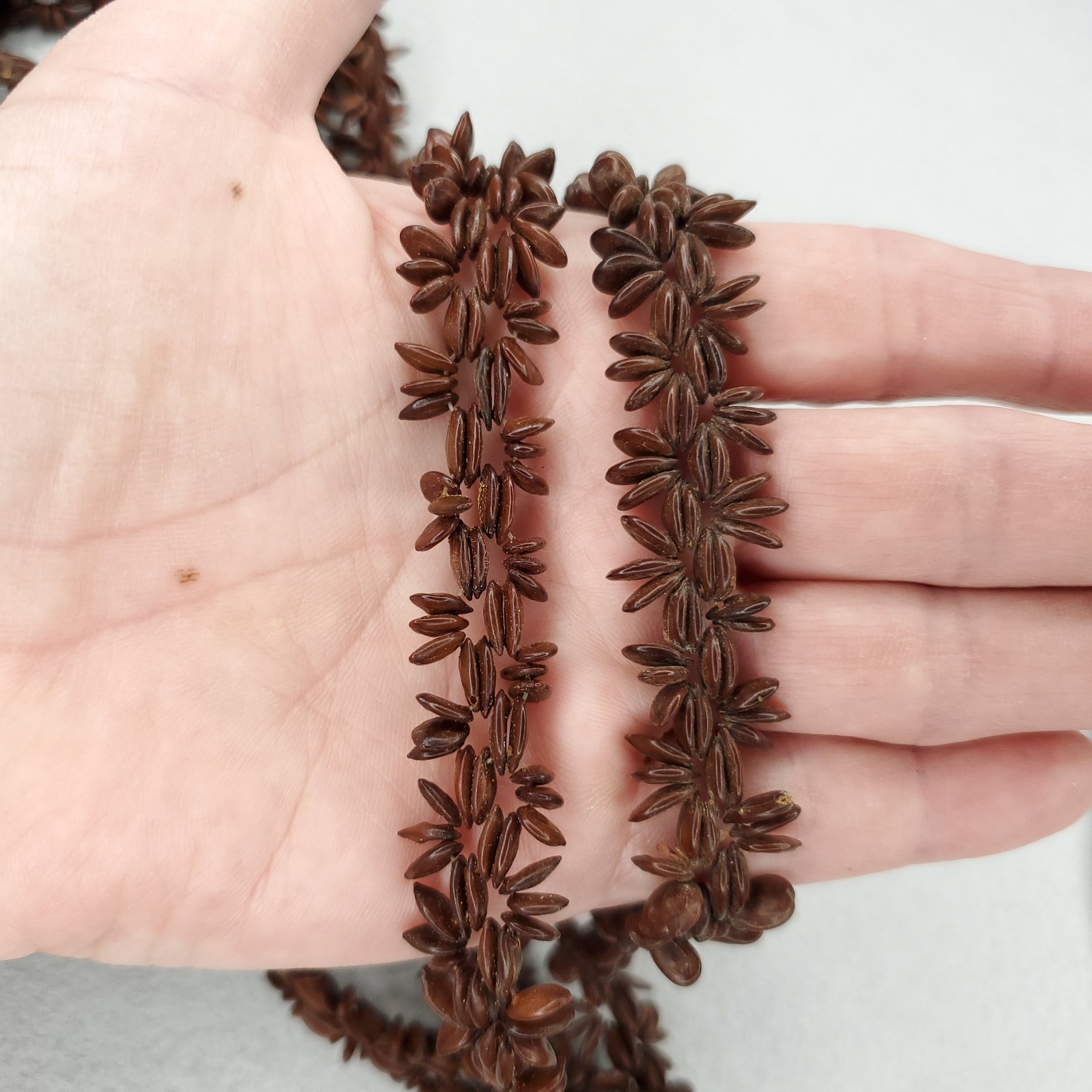 Vintage Koa Seed Necklace Earring Set Brown Long Lei Hawaii Boho Tiki 50″