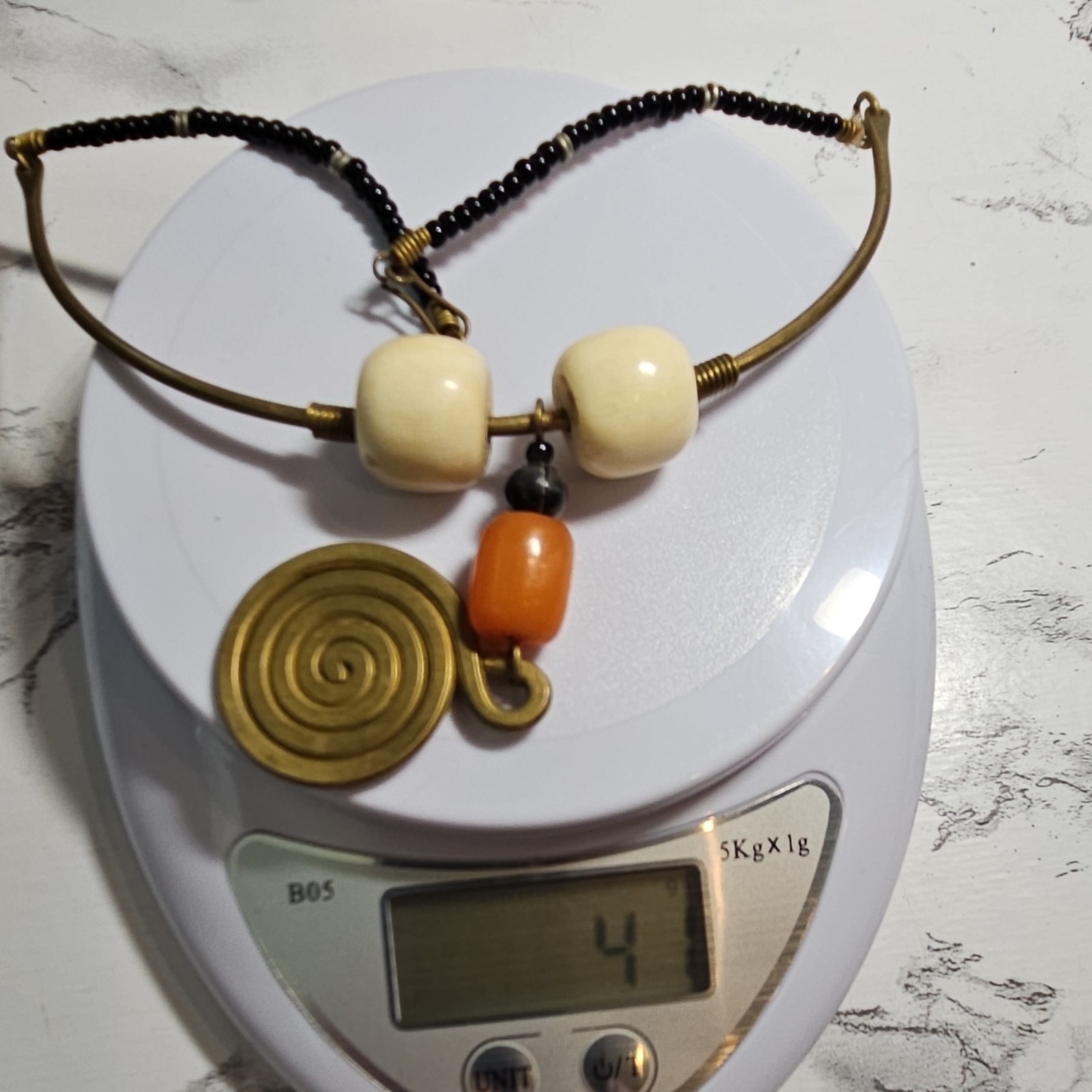 Vintage MCM Brutalist Brass Bone and Amber 5 inches accross Stunning