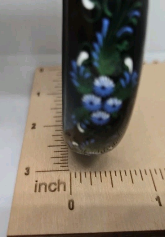 Bangle Wood Painted with White Purple Flowers Green Leaves Boho