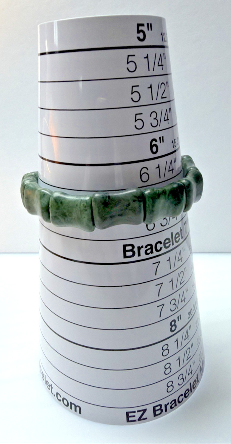 Natural Nephrite Jade Serpentine Stretch Bracelet Good Luck Bamboo Bone Read
