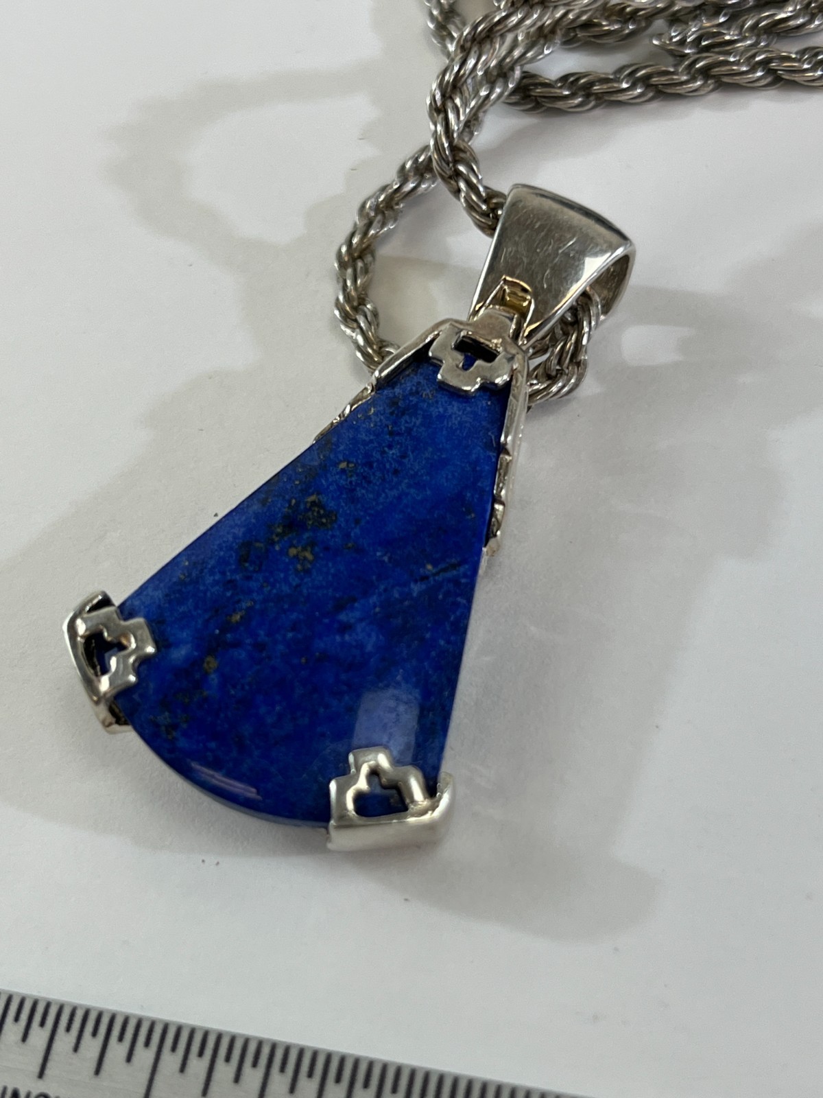 Carolyn Pollack Relios Sterling 14K Lapis Inlay Pendant 925 Cable Necklace DS68