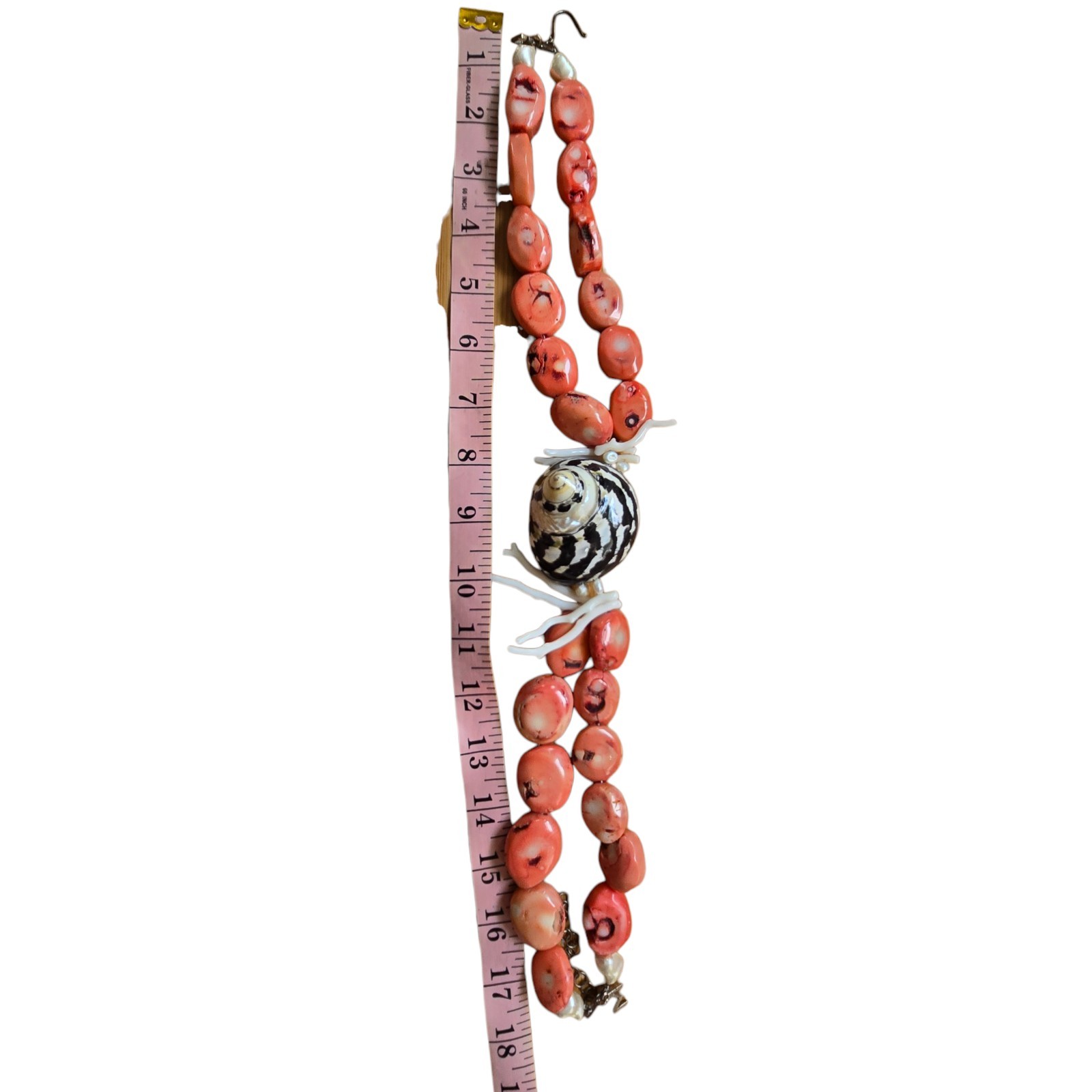 Vtg Red Sea Bamboo Coral Graduated Double Strand Necklace White Coral Accent