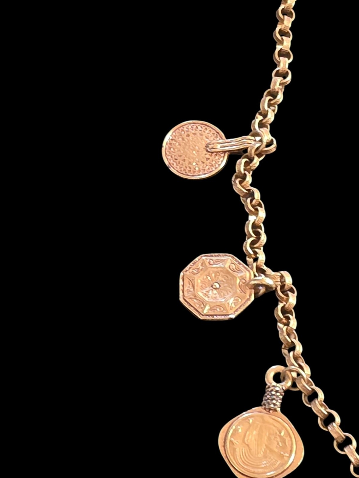 Vintage Statement Capri Greek Mythology Coin Pendants Rolo Chain Link Necklace