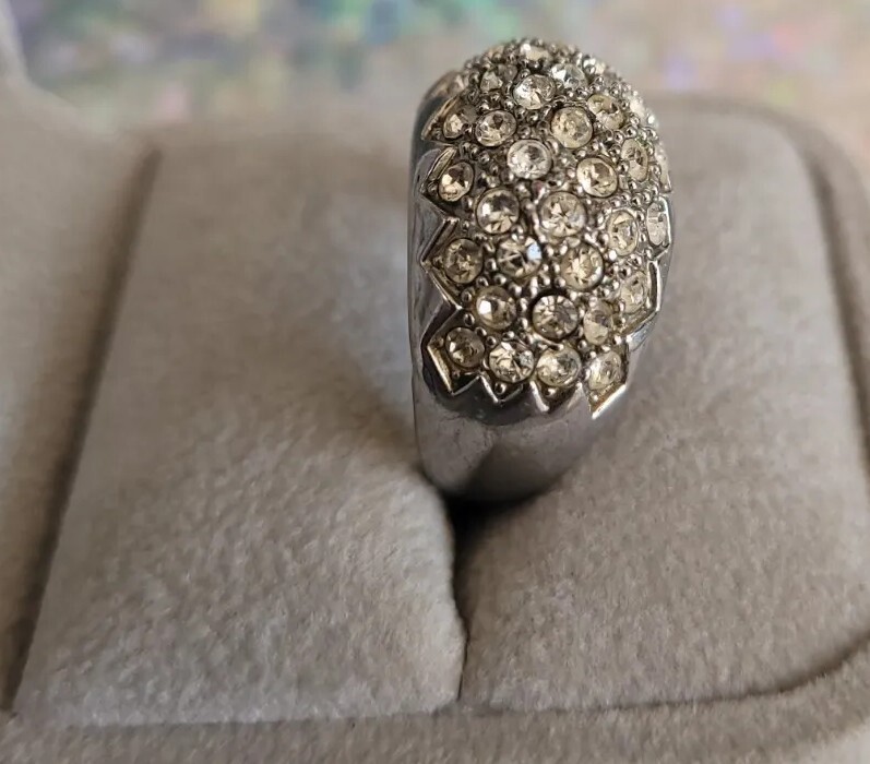Sterling Silver heavy CZ Band Cocktail Ring size 7 3/4 ✨️ Possible 8. Read