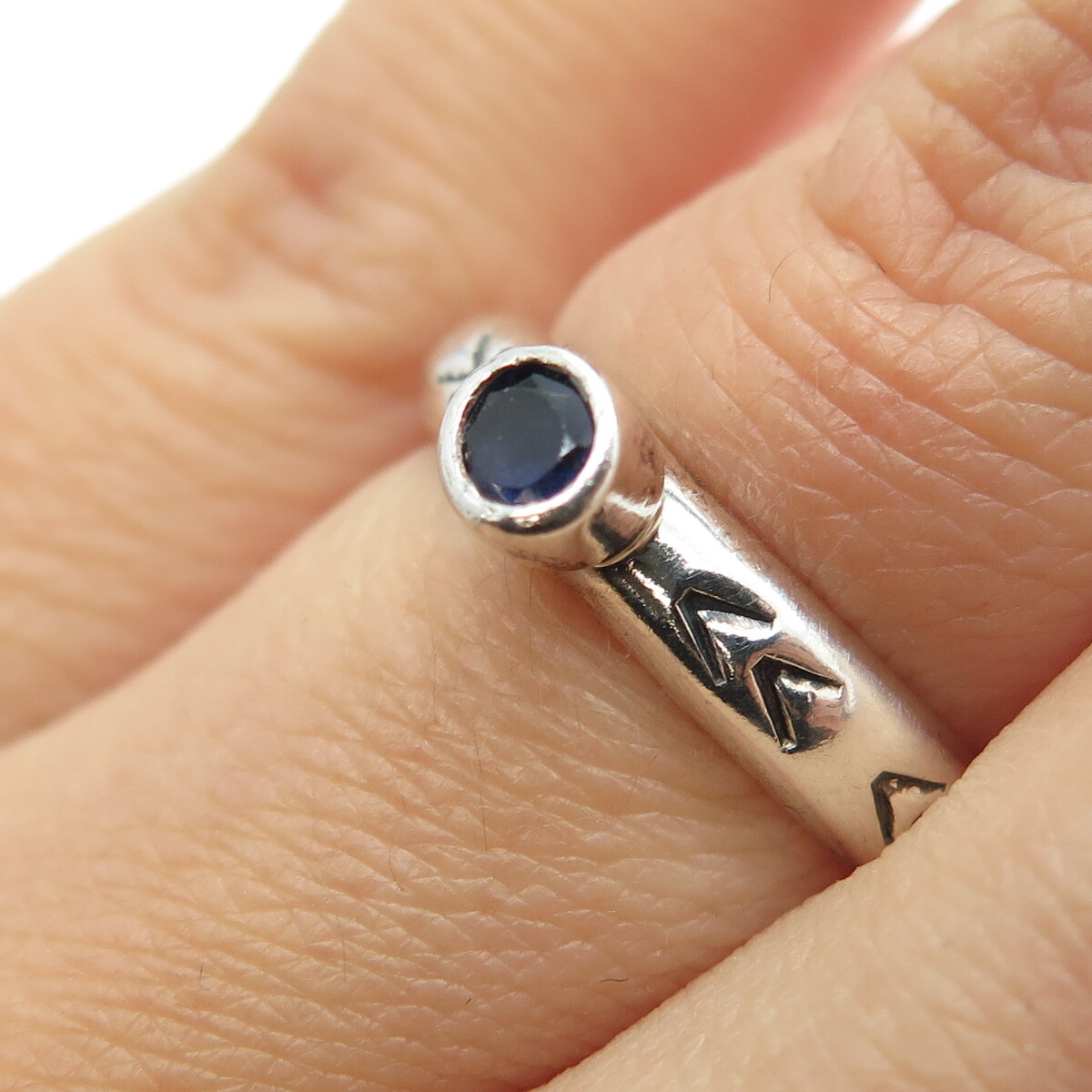 925 Sterling Silver Vintage Real Iolite Southwestern Adjustable Ring Size 6