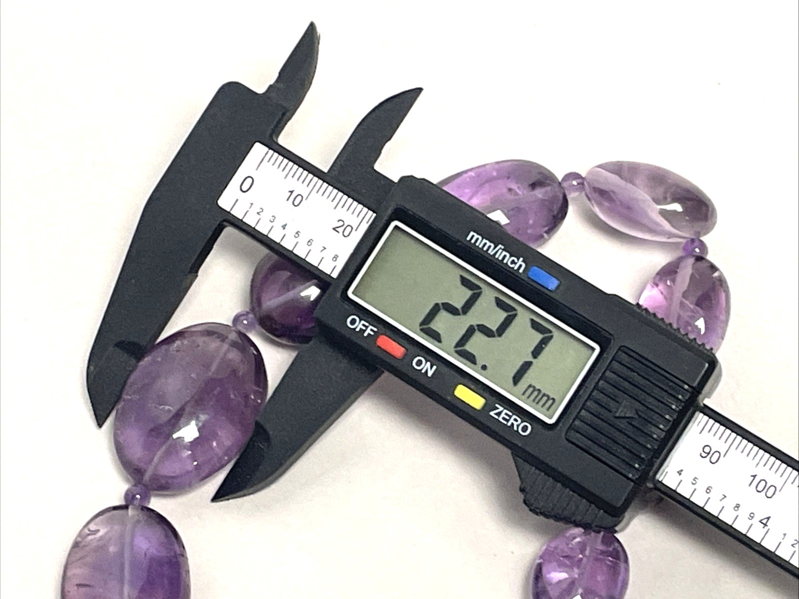 Vintage Large Natural Amethyst Bead Necklace 29″ 152g Sterling Silver Clasp