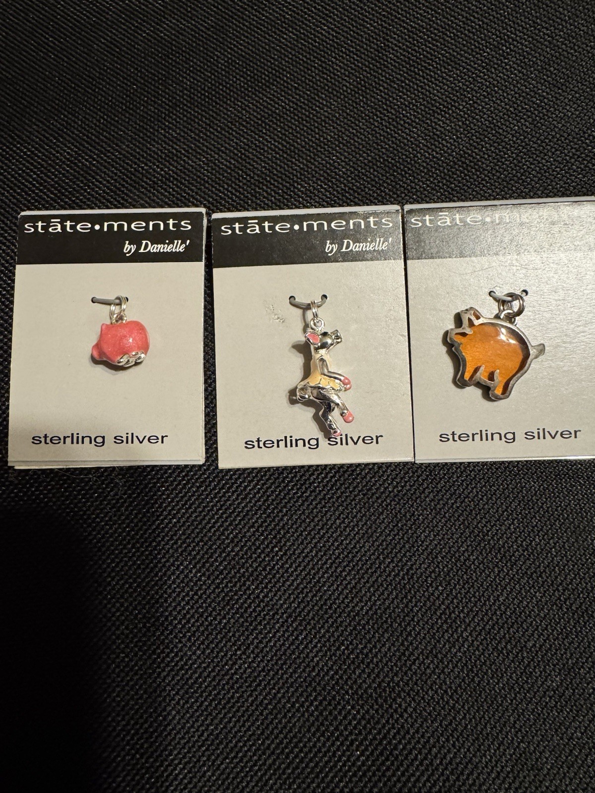 Three statement By Danielle Sterling Silver Pig Charms, All Different