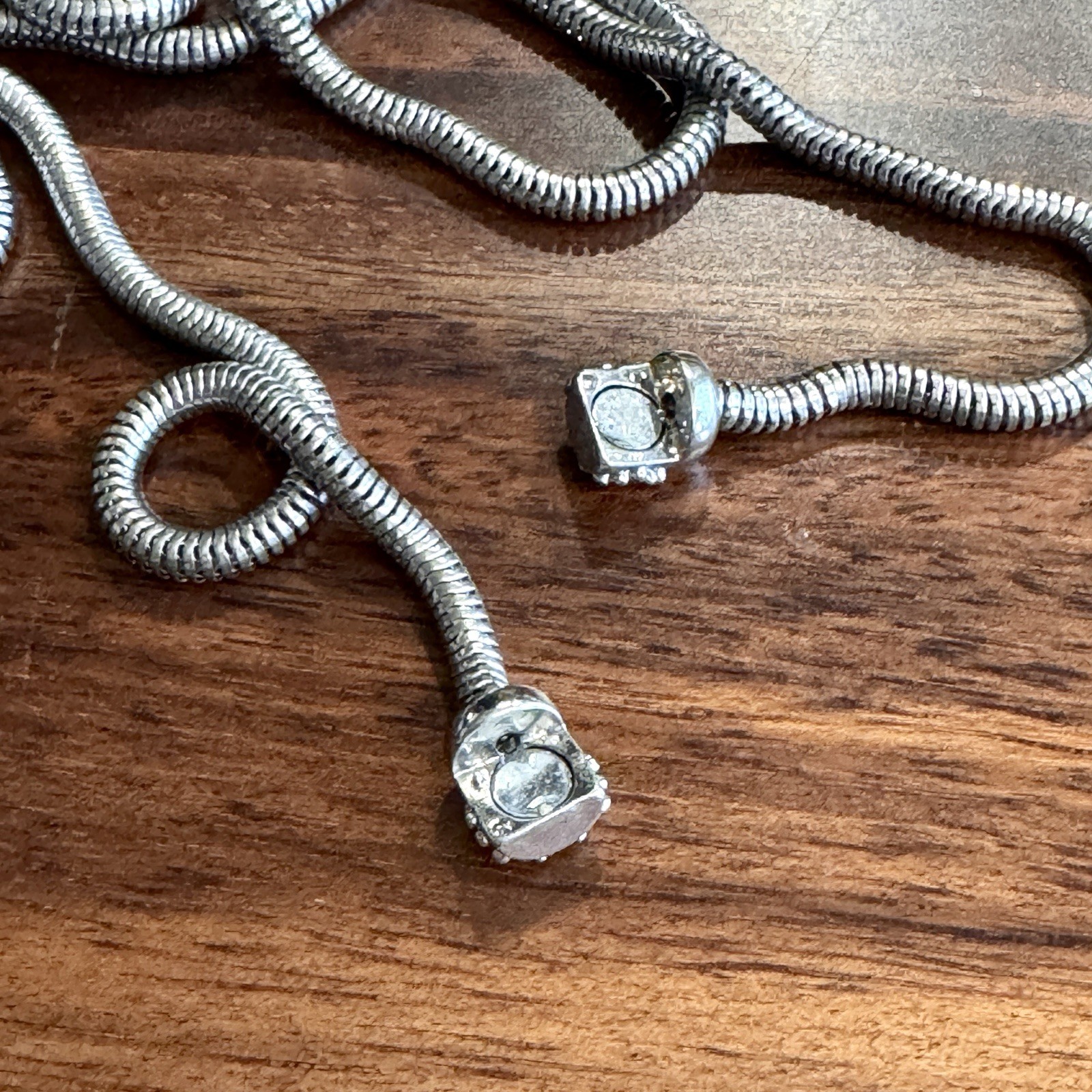 Extra Long 90” Snake Chain Wrap Necklace Multi Strand Magnetic Clasp Silvertone