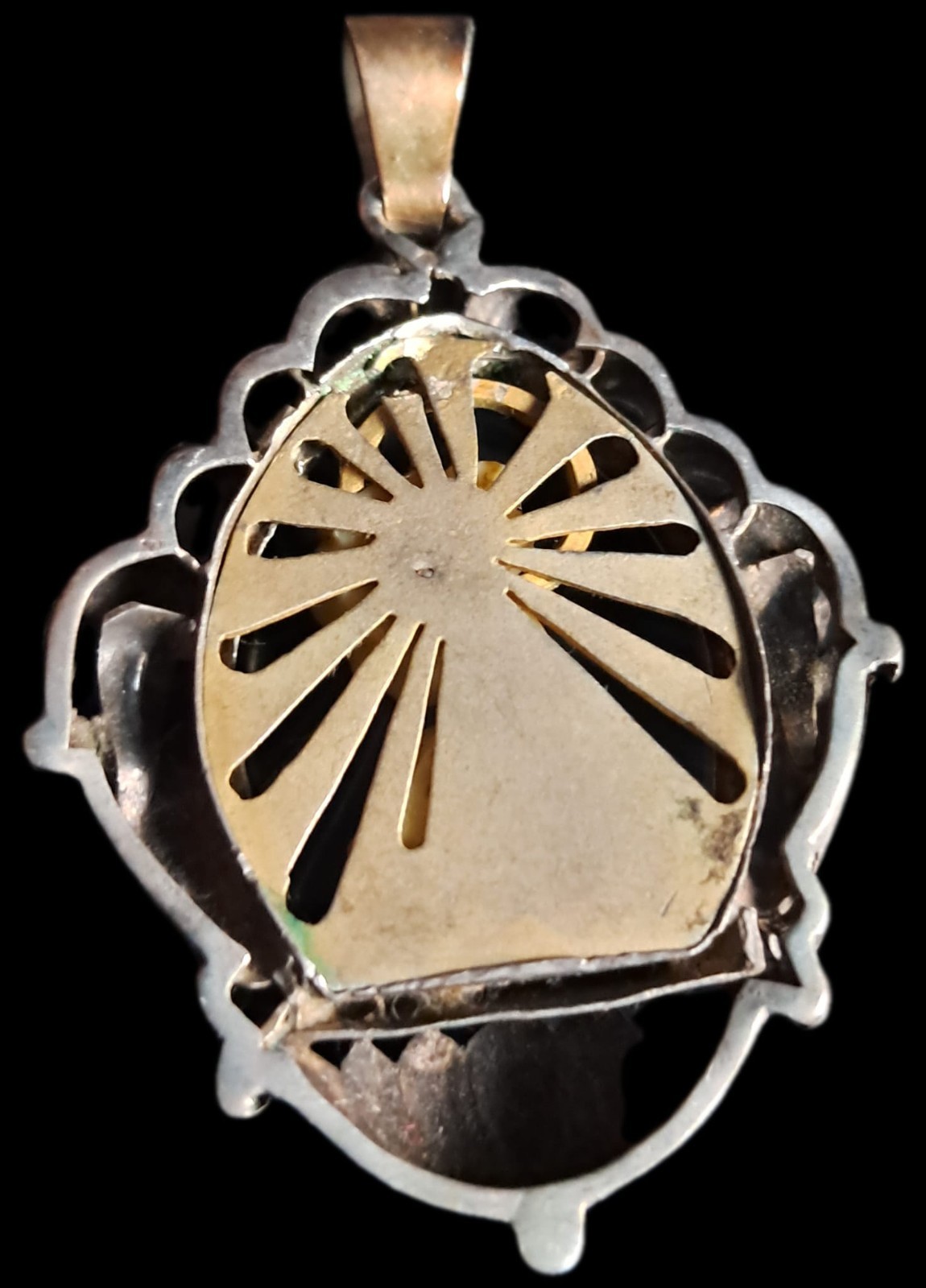 Fine Antique Art Deco Silver Gold Madonna Virgin Mary and Jesus Pendant Ca 1930