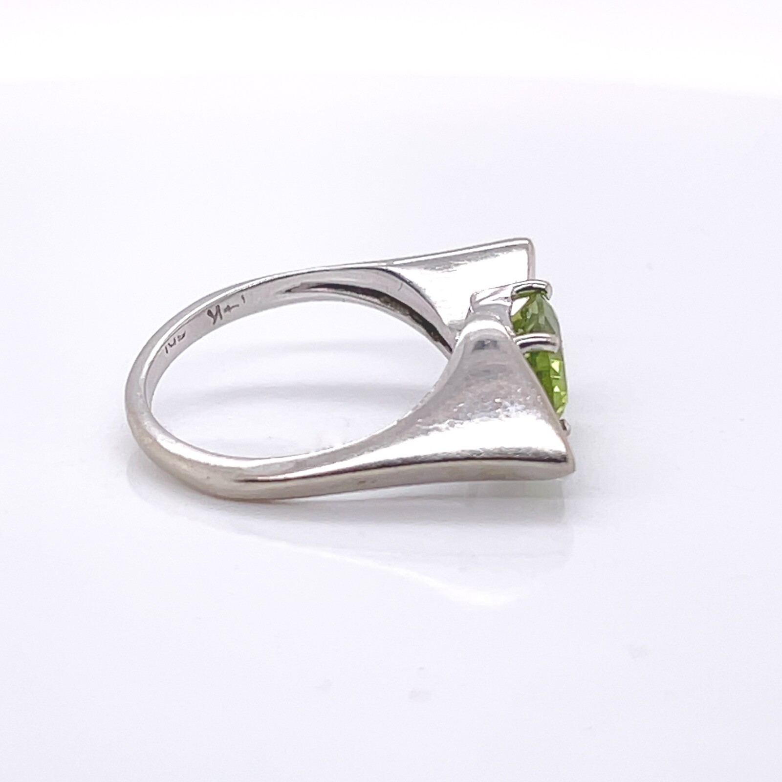 14 Karat White Modernist Designer Gold & Citrine Ring – 14k gemstone VR