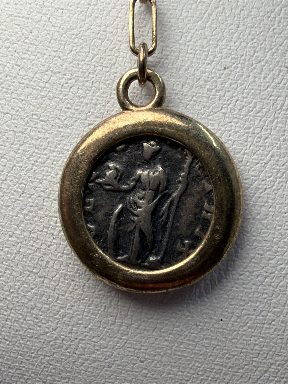 Vintage Dyadema Sterling Silver 925 Gold Vermeil Greek Roman Coin Link Necklace