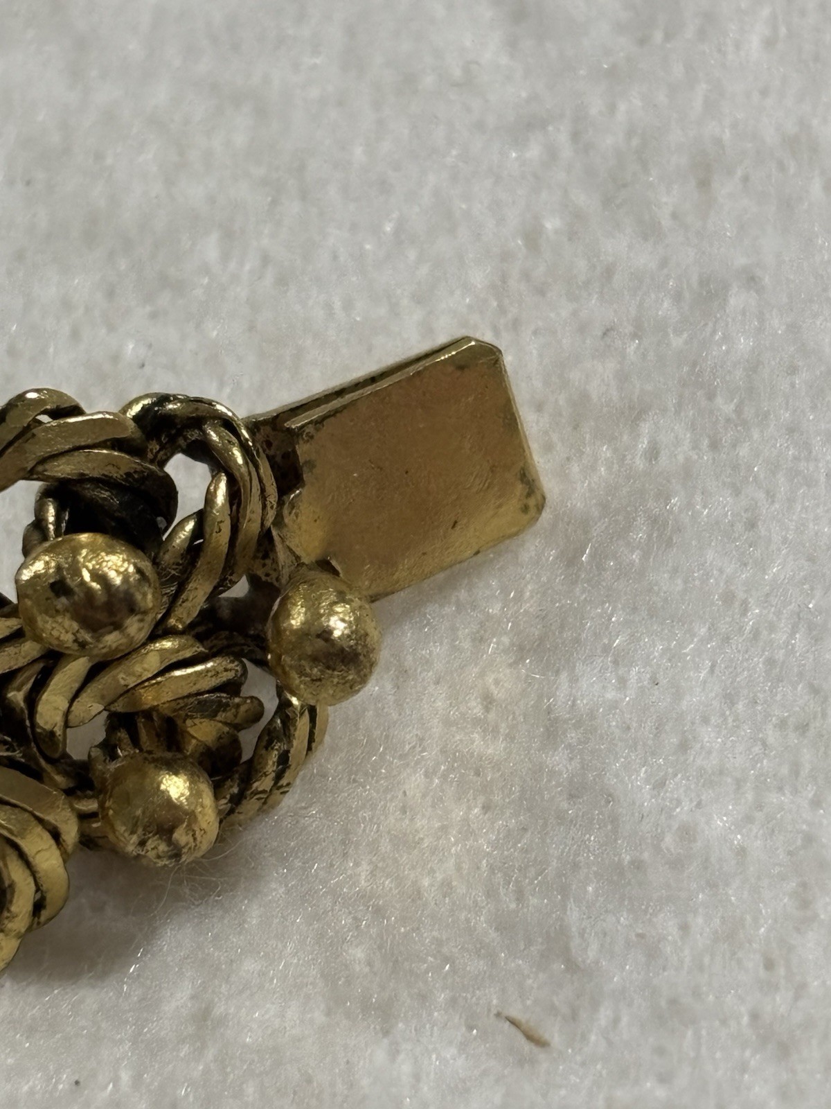 HTF Vintage French Modernist Coil Bracelet Gilt Bronze Plated Woven Wire 1950s