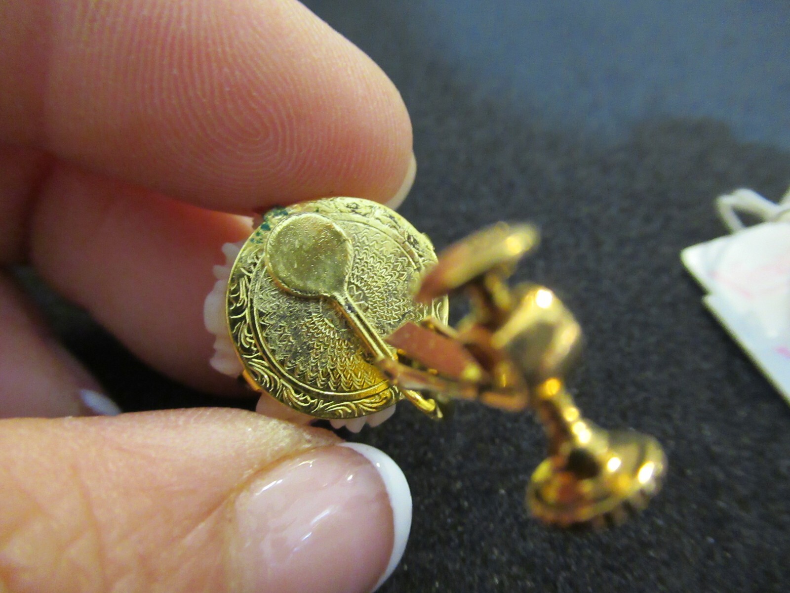 Vendome Gold Tone Enamel Rose Flower Clip On Adjustable Earrings NOS