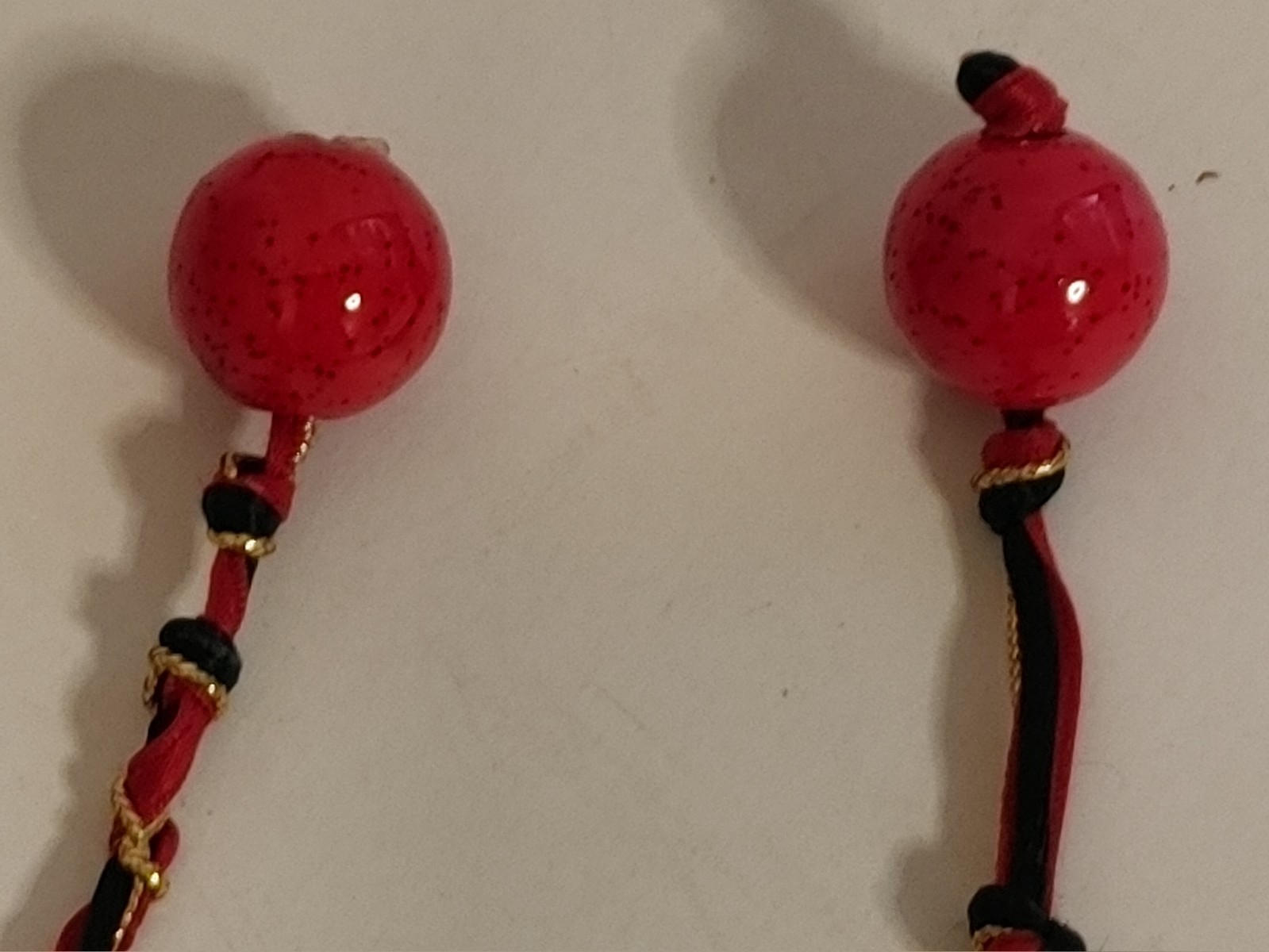 Vintage Y2K Red Enamel Poppy Necklace Ribbon Tie Back Wearable Artsy Statement