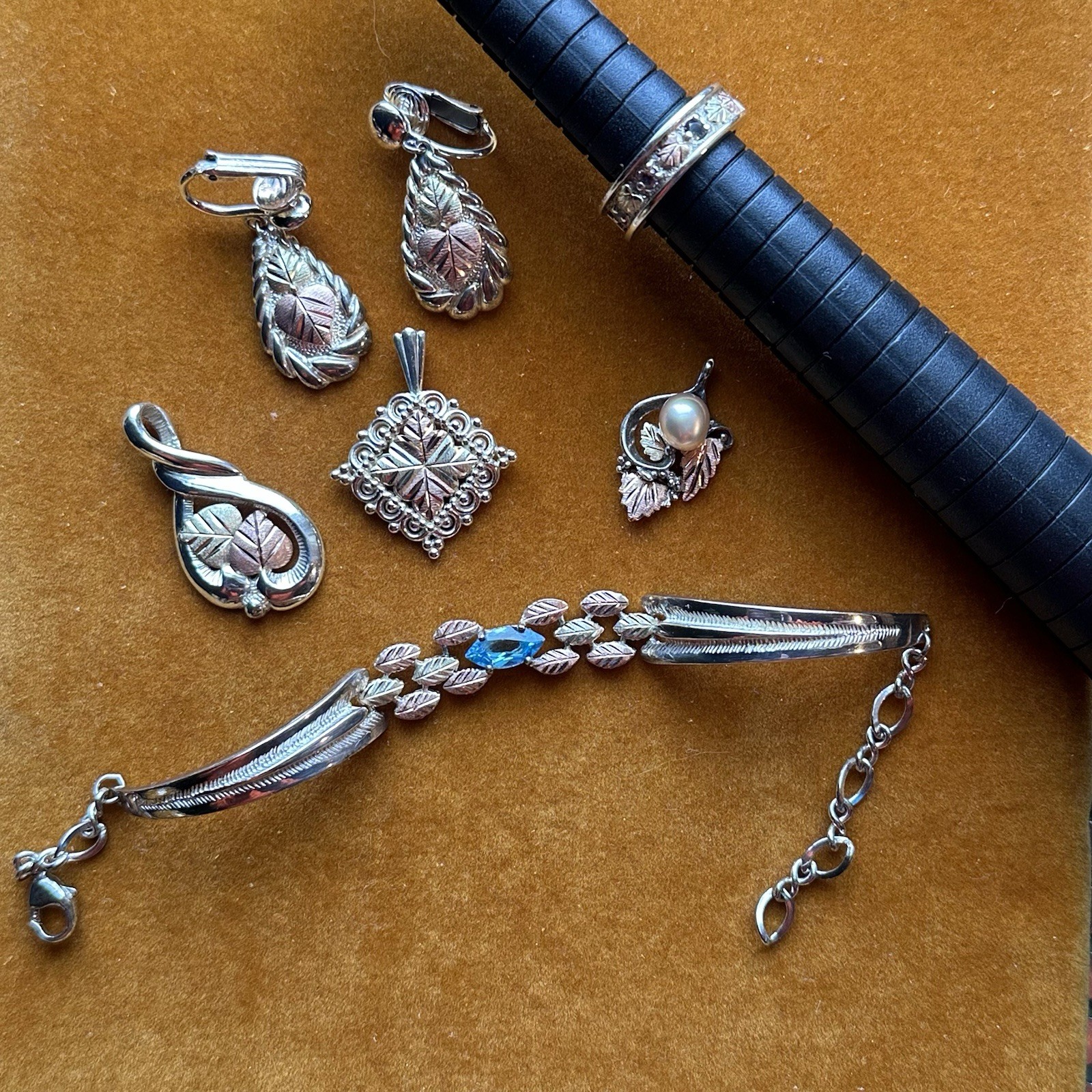 Coleman Black Hills Gold Sterling Silver & Solid 12k Mixed Jewelry Lot Gem 925