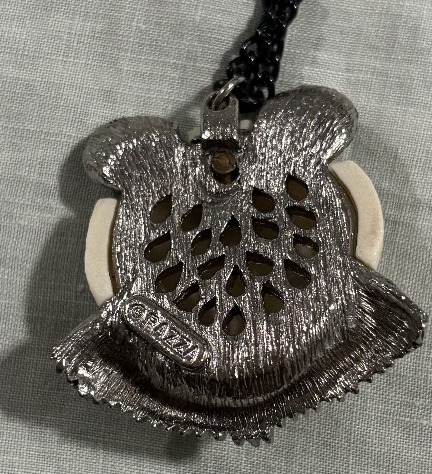 Rare 1970s Luca Razza Panda Necklace Signed Resin Pendant Designer Vintage HTF