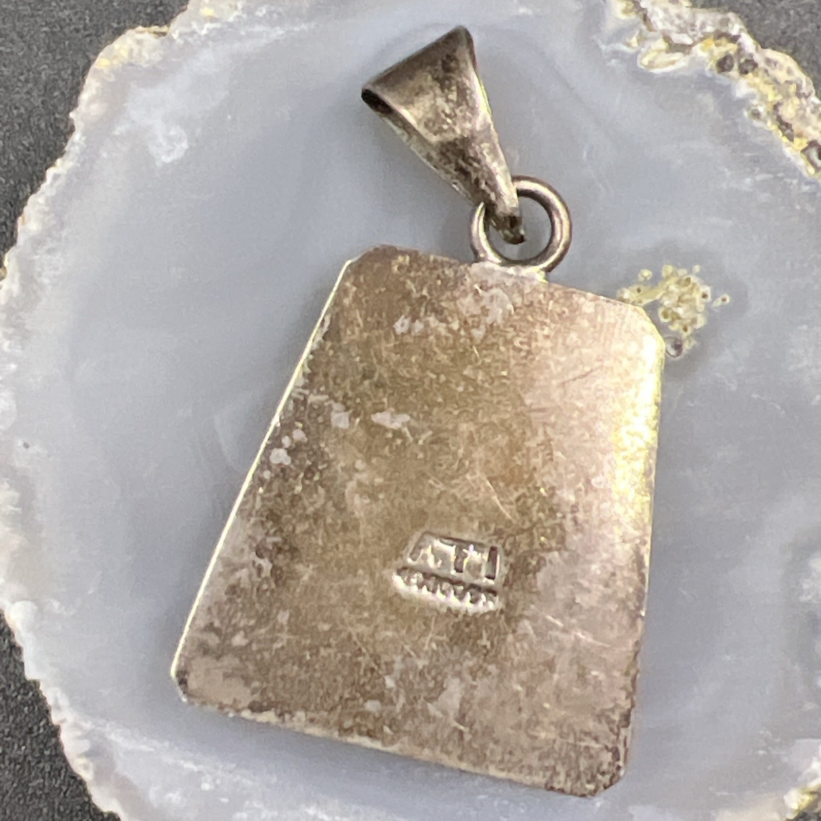 925 Sterling Silver VTG Modernist Pendant ~ Heavy Patina ~ ATI Mexico ~ 2” ~ 11g