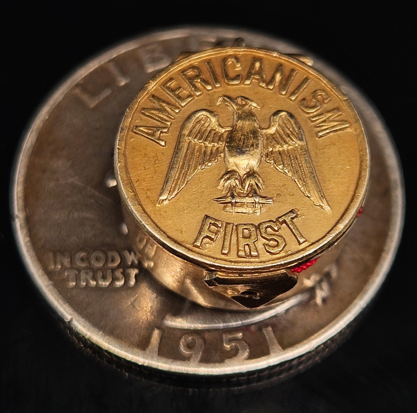 Frank T May 14K AMERICANISM FIRST Charm Locket w America Flag Inside WWI Patriot