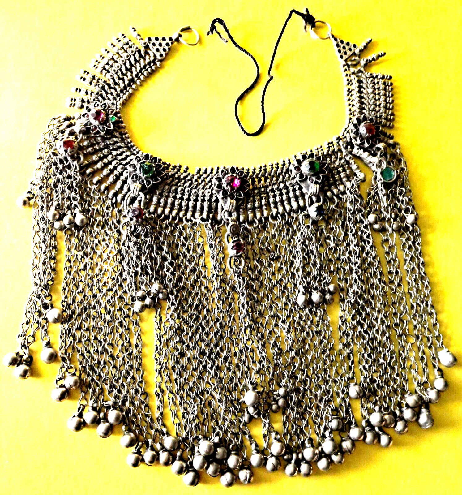 Vint Cascade Afghani Necklace Huge Fringe Afghanistan Necklace Heavy Authentic