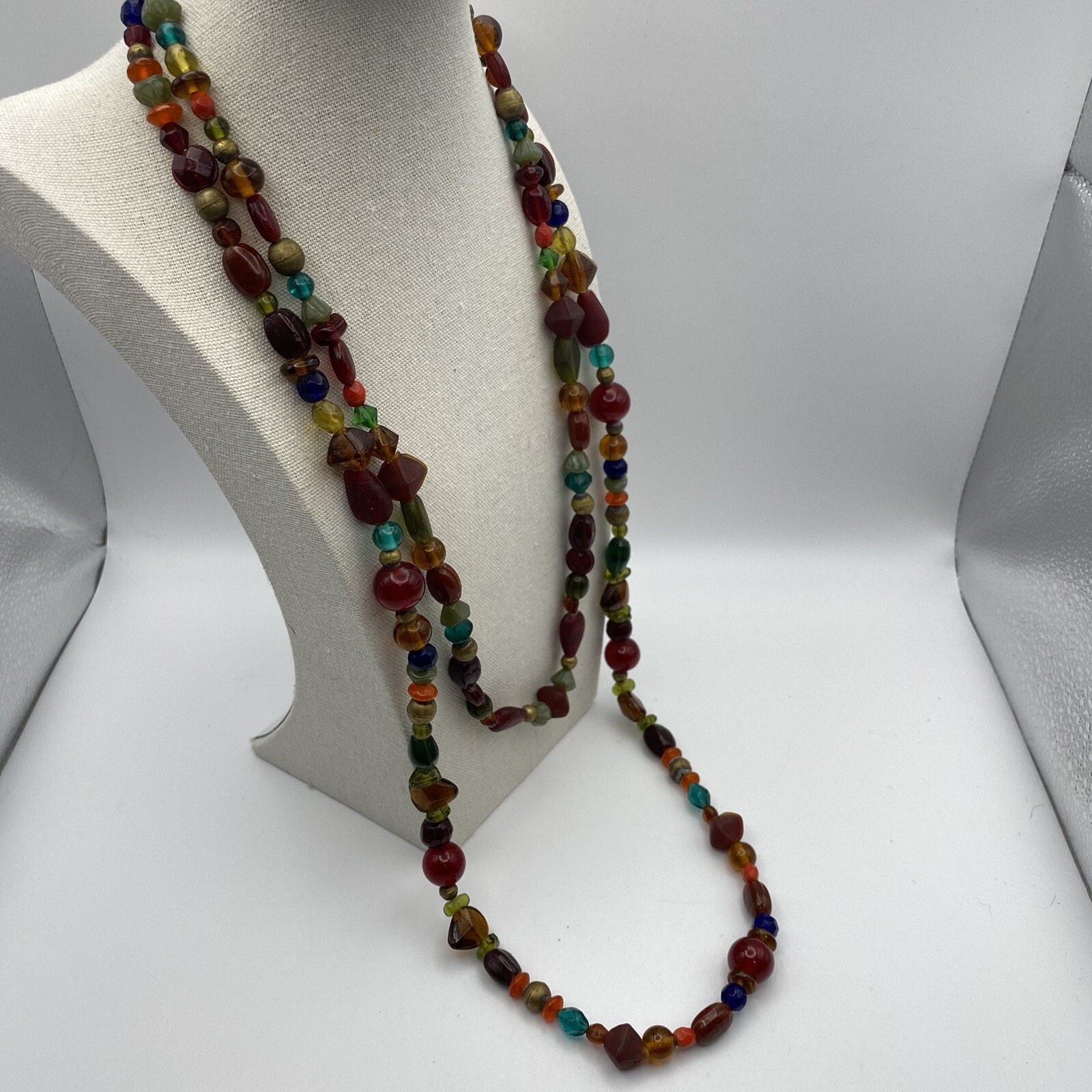 Vtg. Glass And Acrylic Beaded Necklace Long