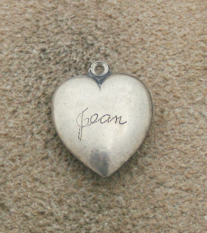 VINTAGE STERLING SILVER PUFFY HEART CHARM – Hearts, Flowers &Swirls Border & Eng