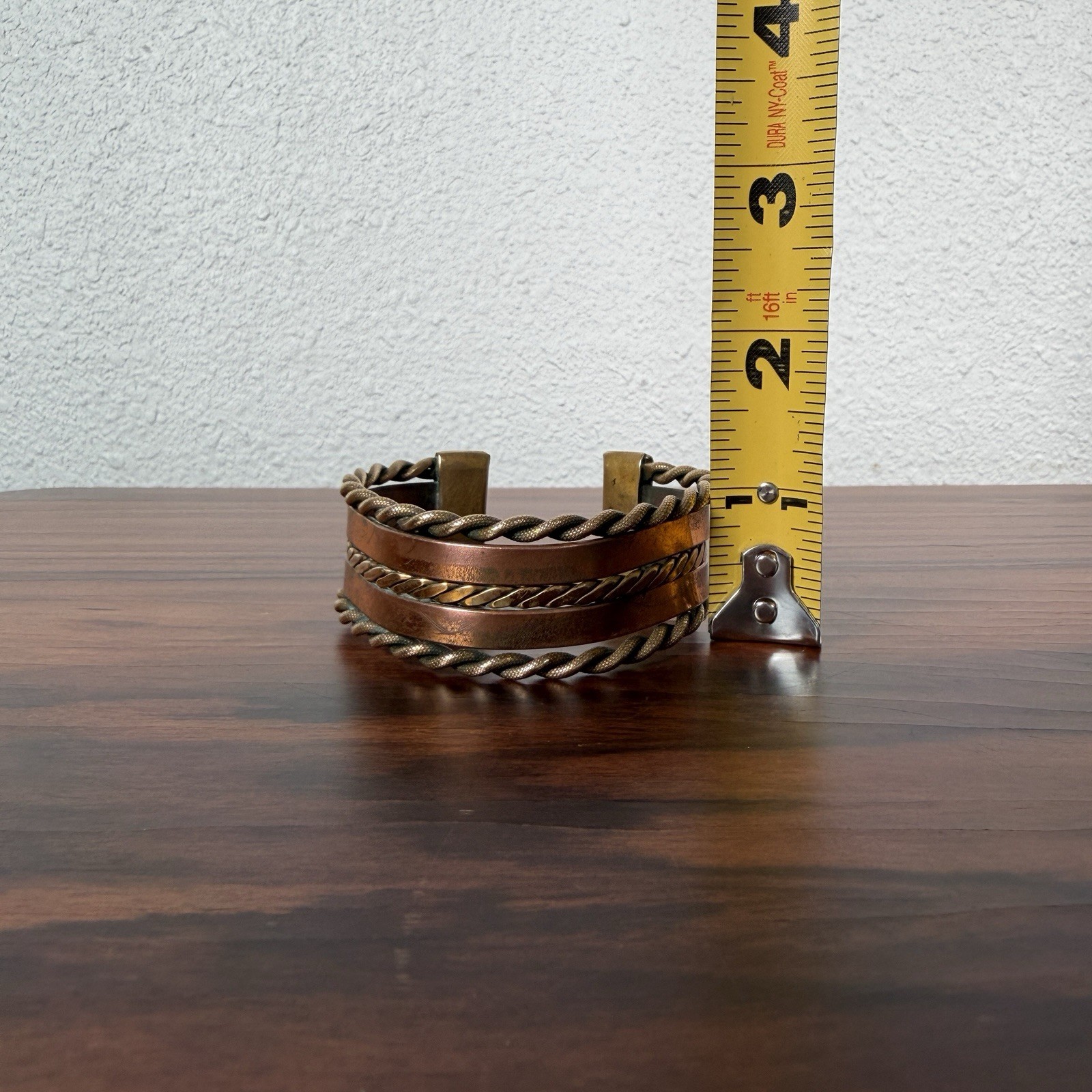 Vintage Multi Strand Brass and Copper Metal Twisted Detail Cuff Bracelet