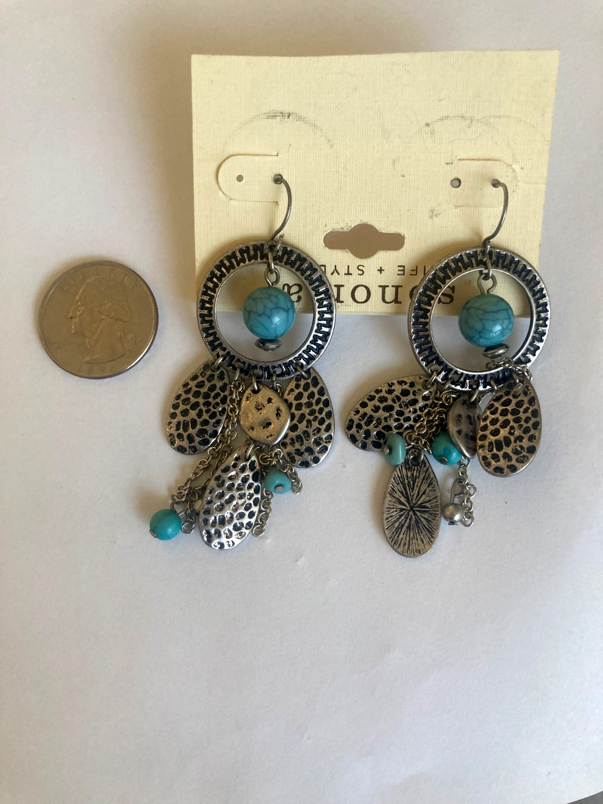 Vtg Boho Pierced Earrings Big Dangle Lot of 3