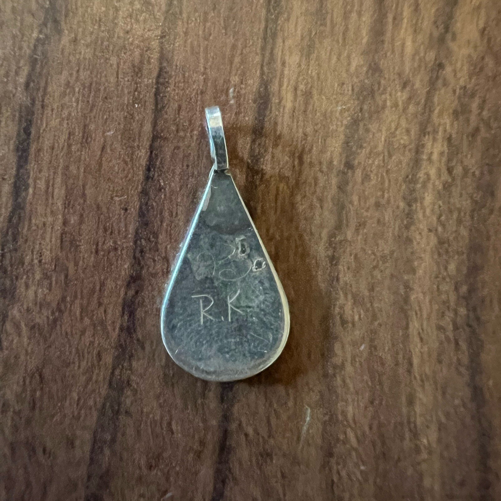 Vintage Sterling Silver Turquiose Onyx Shell Pendant Inlay Small