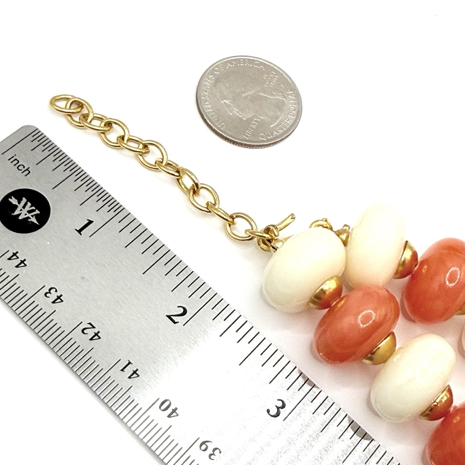 Vtg Chunky Necklace Choker Mid Century Orange Cream Lucite Beads Gold Caps R