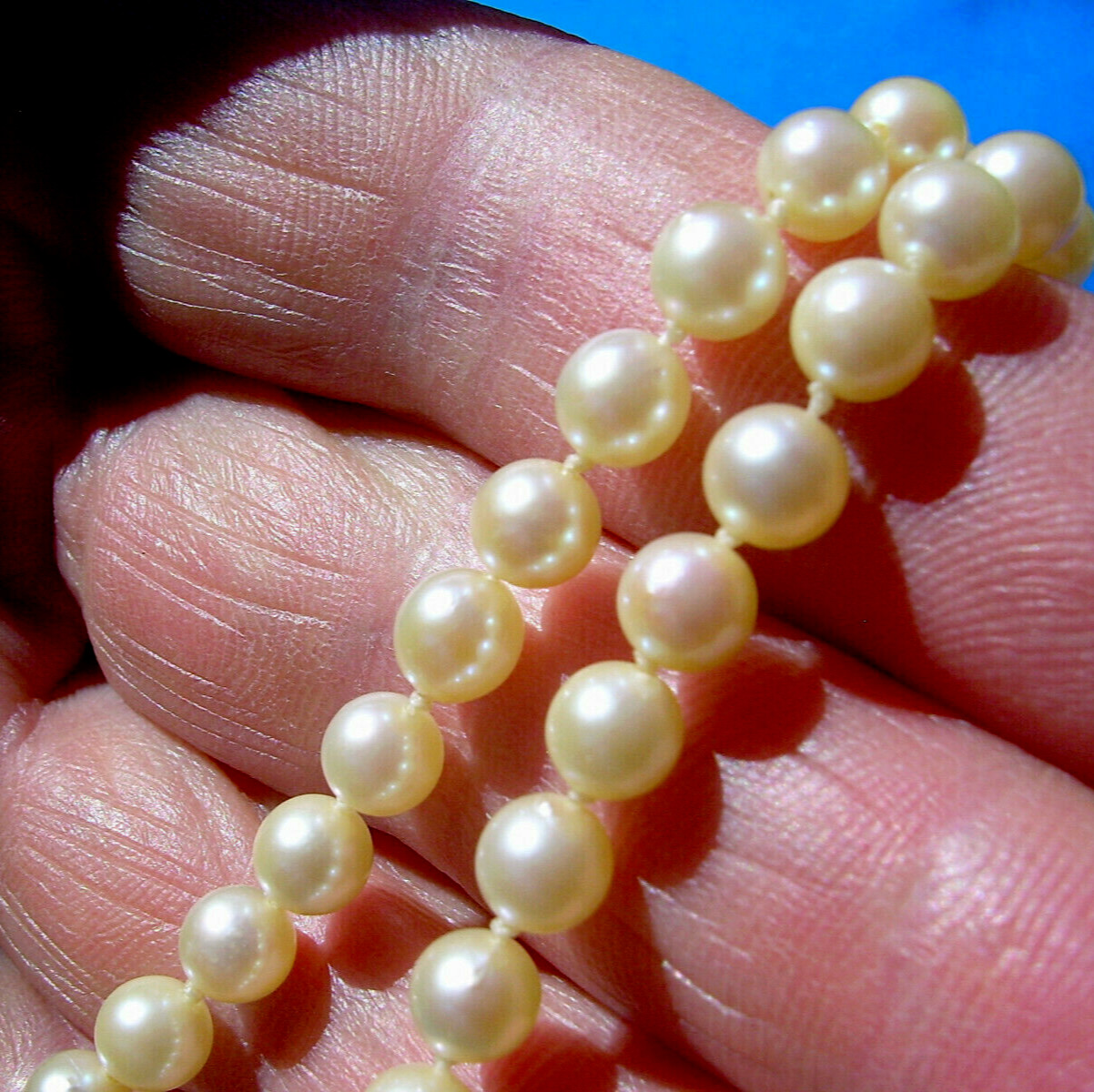 Original Vintage PEARL NECKLACE CHOKER Solid 14K GOLD Art Deco GATSBY ERA CLASP