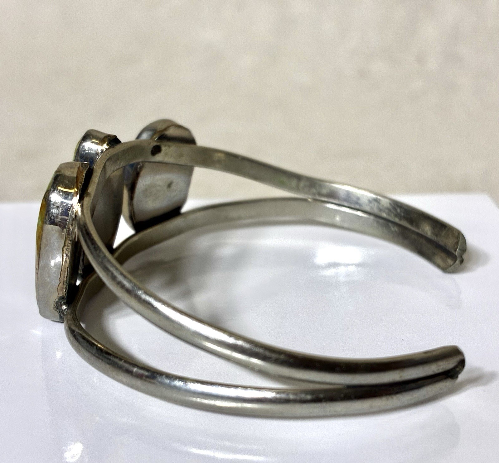 Alpaca Mexico Silver Cuff Bracelet Turquoise Adjustable