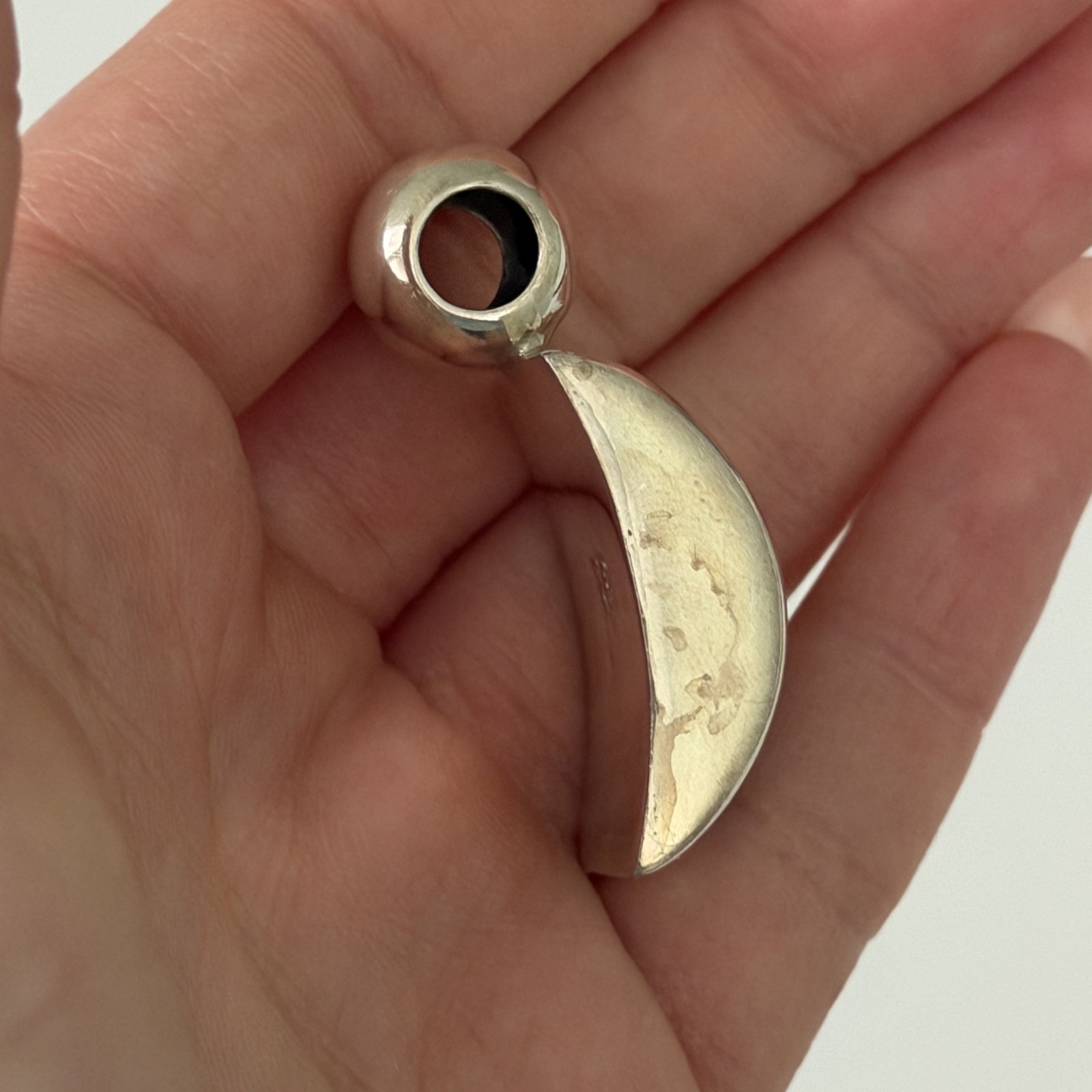 Vintage ATI Mexico 925 Sterling Silver Red Jasper Chunky Modernist Pendant