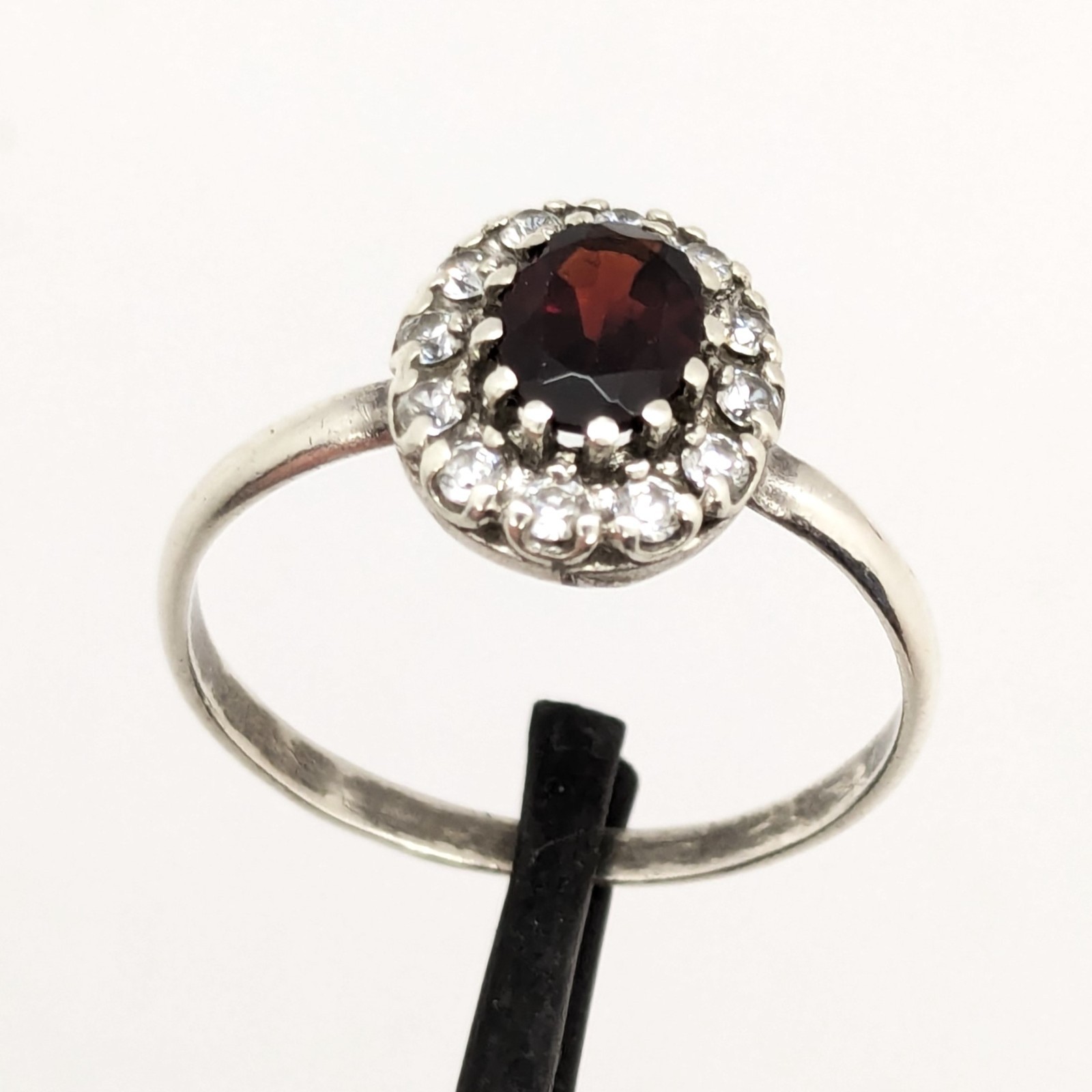 Vintage Luxury RING Silver 925 with Big Bright Garnet -size: 10US (17.5mm)| #71