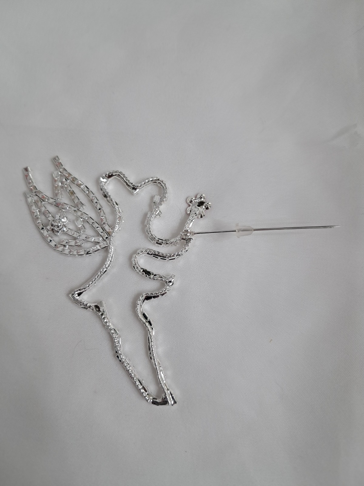 Fairy Brooch Rhinestones Clear And Red Silver Toned Whimsical Fairycore