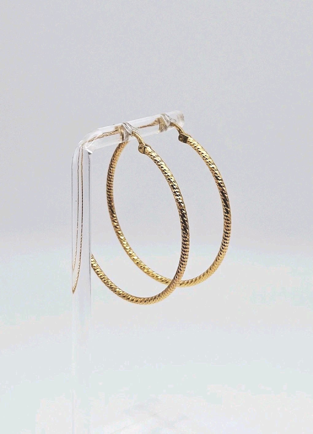 Dyadema Sterling Silver Vermeil Diamond Cut Twisted 46mm Hoop Earrings