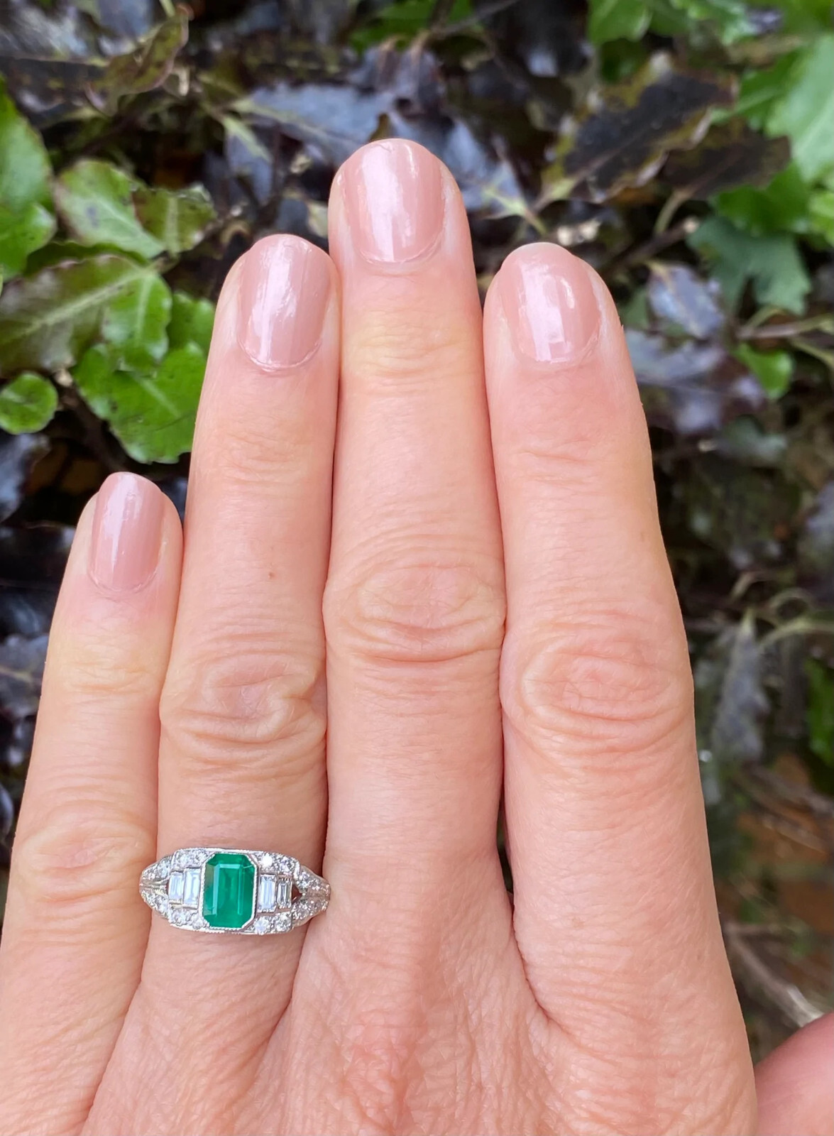 1 Ct Green Emerald Cut CZ Antique Art Deco Engagement & Wedding 925 Silver Ring