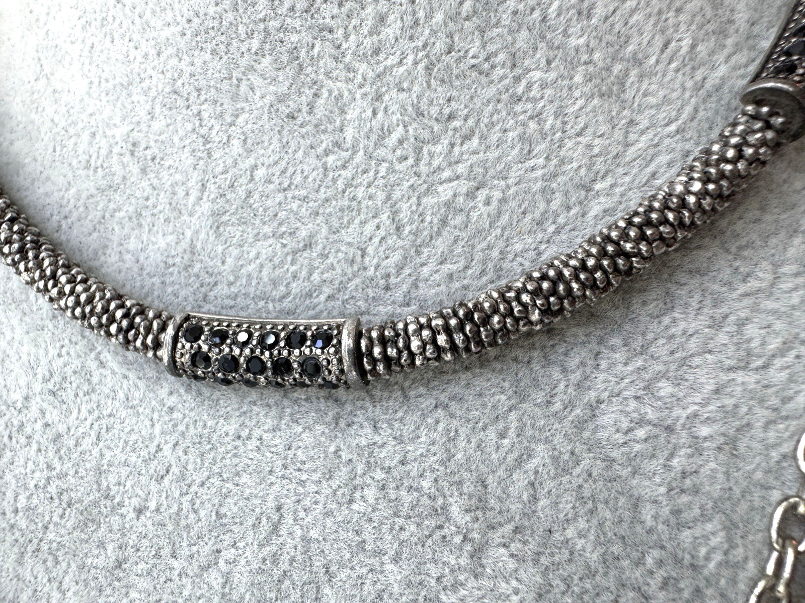 Modernist Necklace STACK Marcasite black Jewelry Lot VTG y2k 2000s Goth Gunmetal