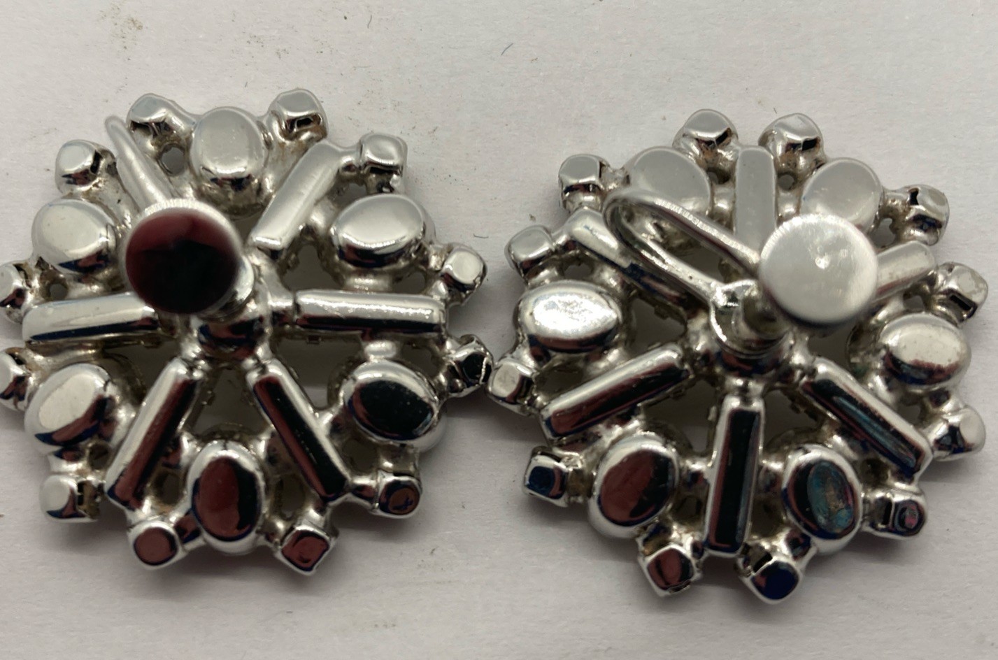 Vintage 40’s Art Deco Rhinestones Circle brooch pin & Screw Back Clip OnEarrings